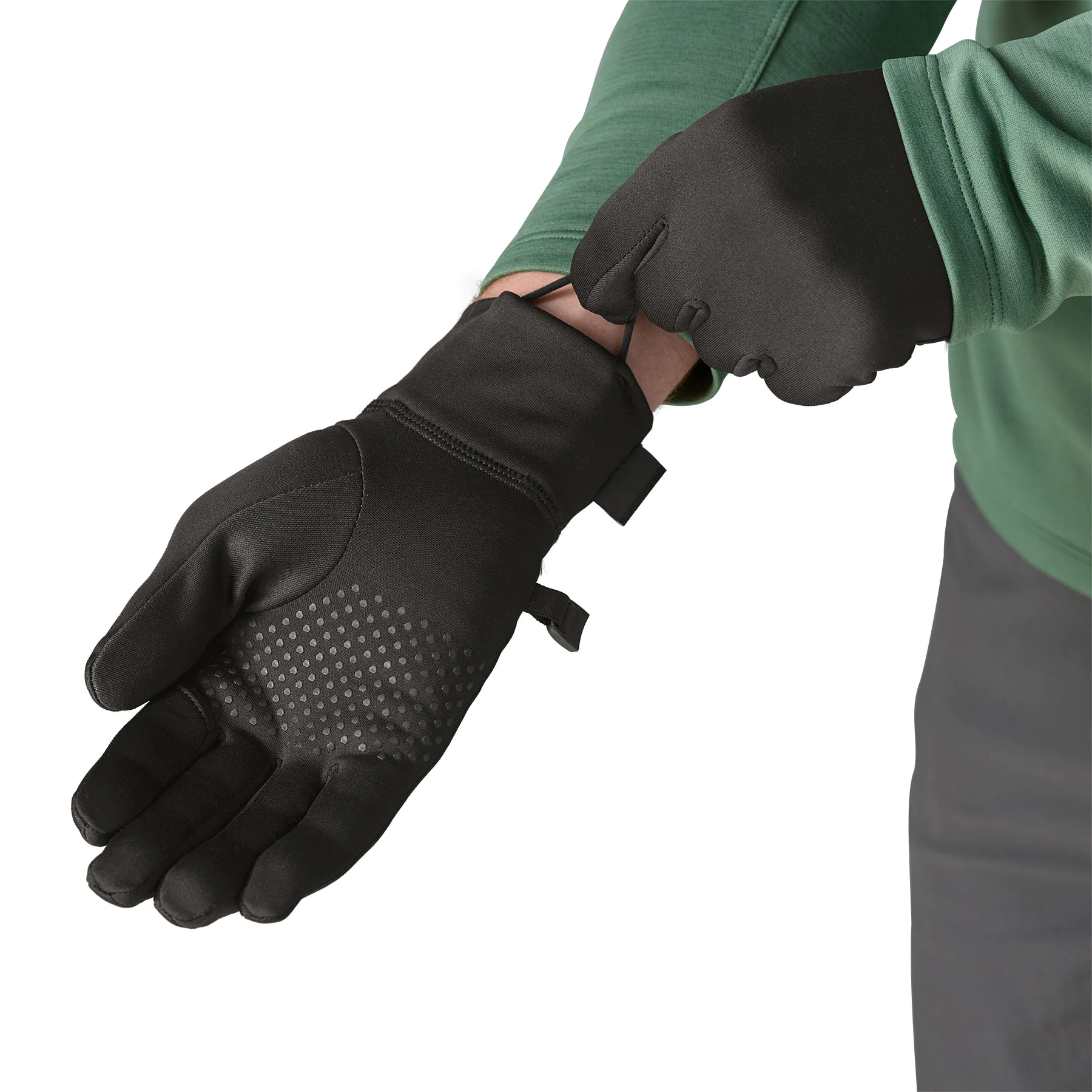 Winterhandschuhe, Schwarz, Fünf-Finger-Handschuhe, Antirutschfläche, Verstellbare Manschette