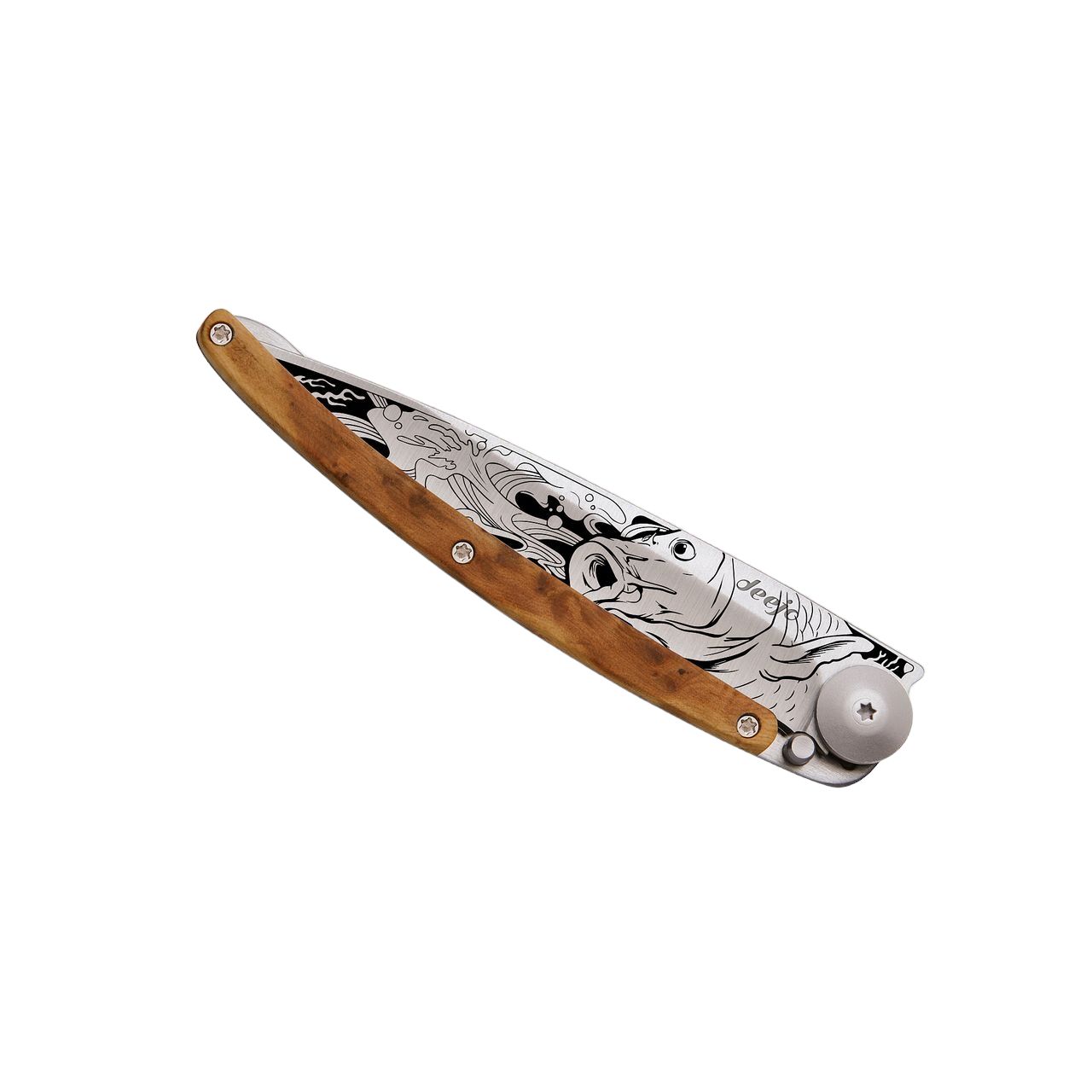 37g Wacholderholz, Tattoo "Karpfen", Taschenmesser 37g Wacholderholz, Tattoo "Karpfen", Taschenmesser