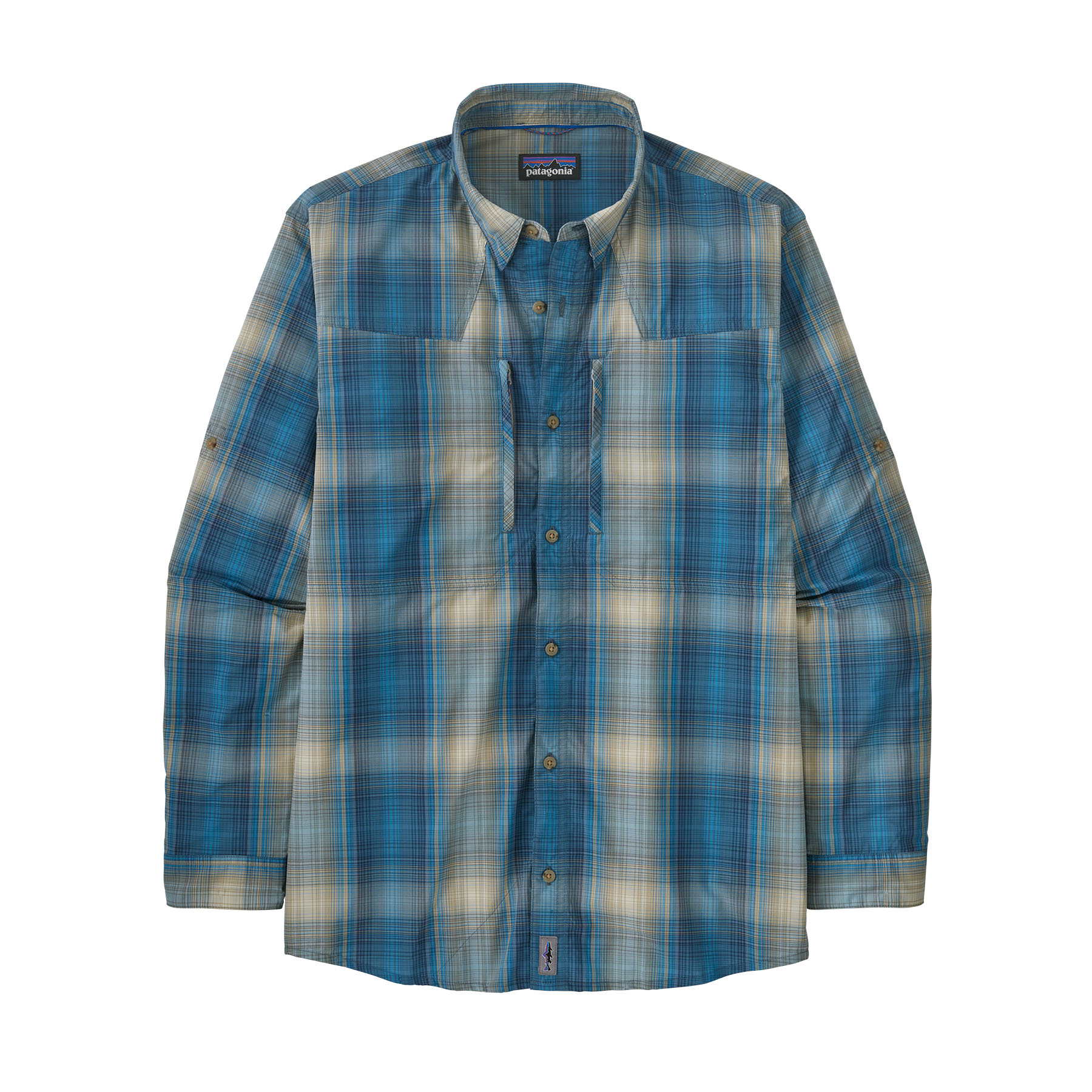 Men's Longsleeve Sun Stretch Shirt (San Miguel: wavy blue) Men's Longsleeve Sun Stretch Shirt (San Miguel: wavy blue)