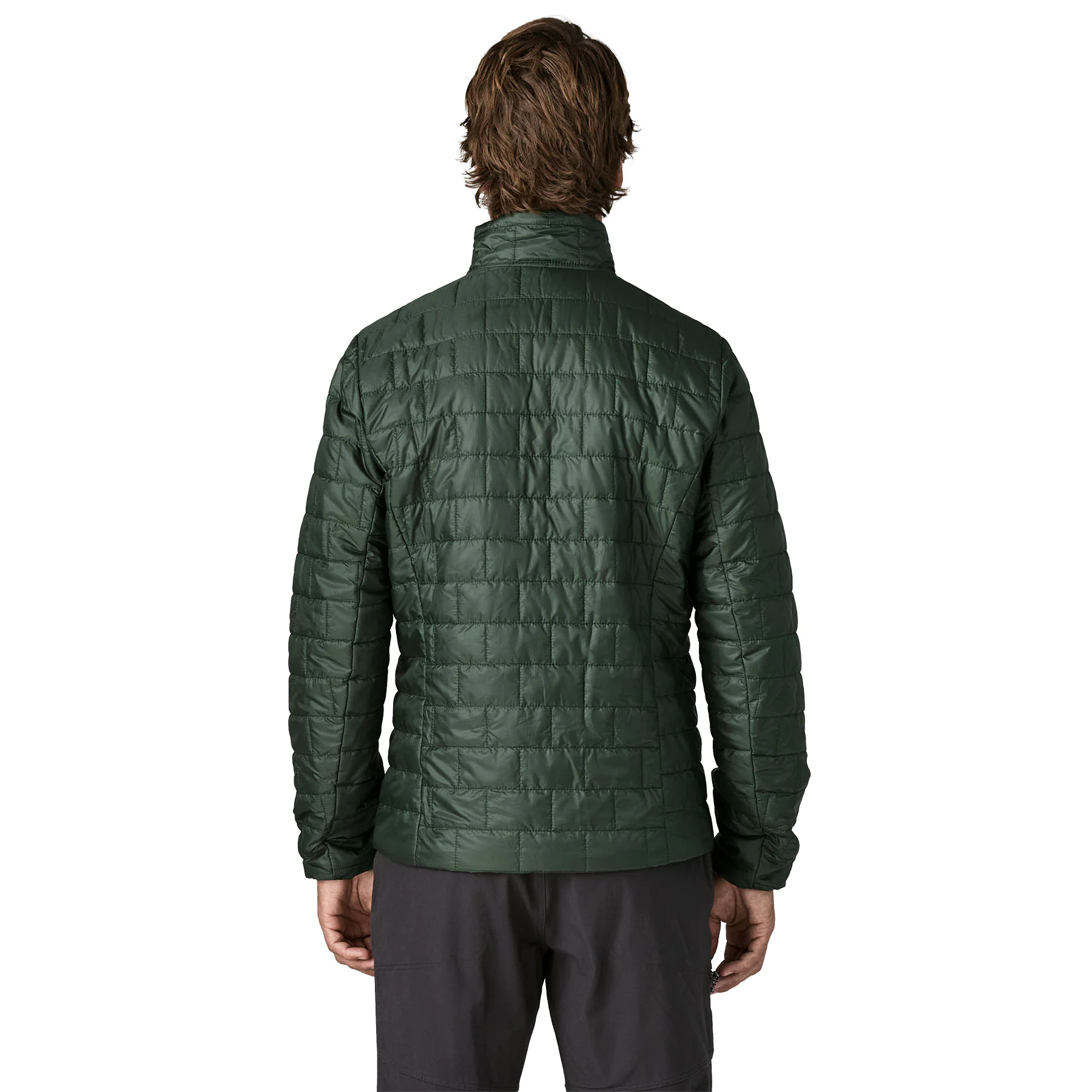 Quilted jacket, Puffer jacket, Green, Long-sleeve, Back view