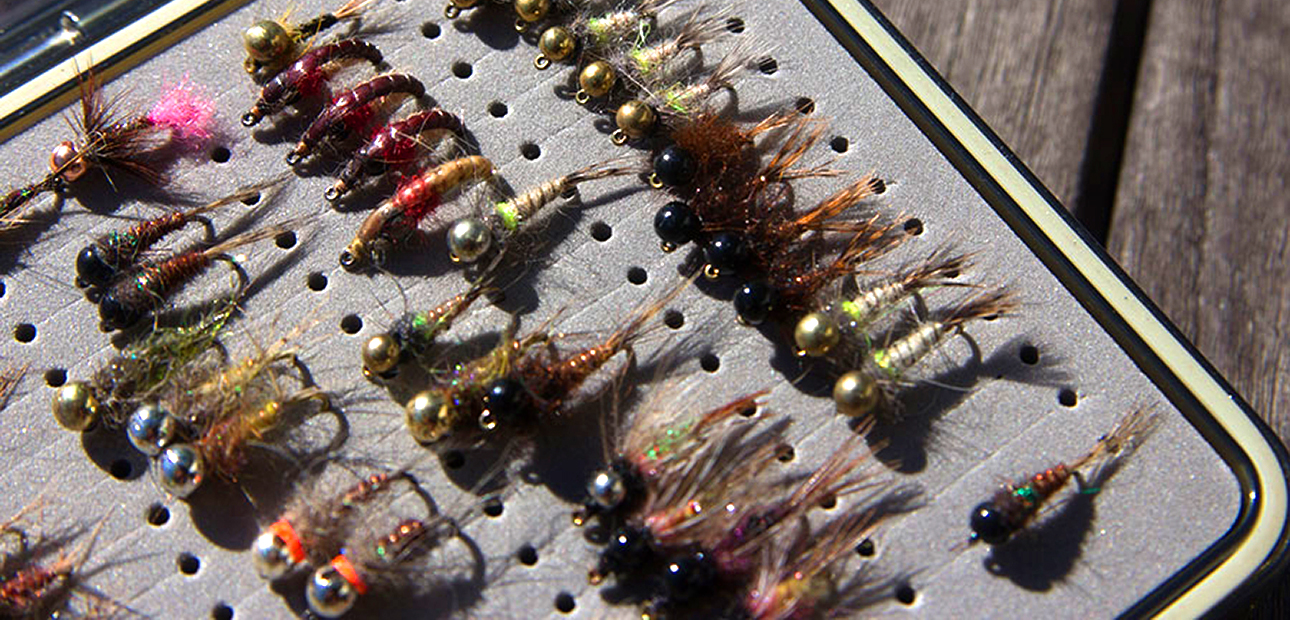 Erfolgreichen Tungsten Nymphen in Fliegenbox Erfolgreichen Tungsten Nymphen in Fliegenbox