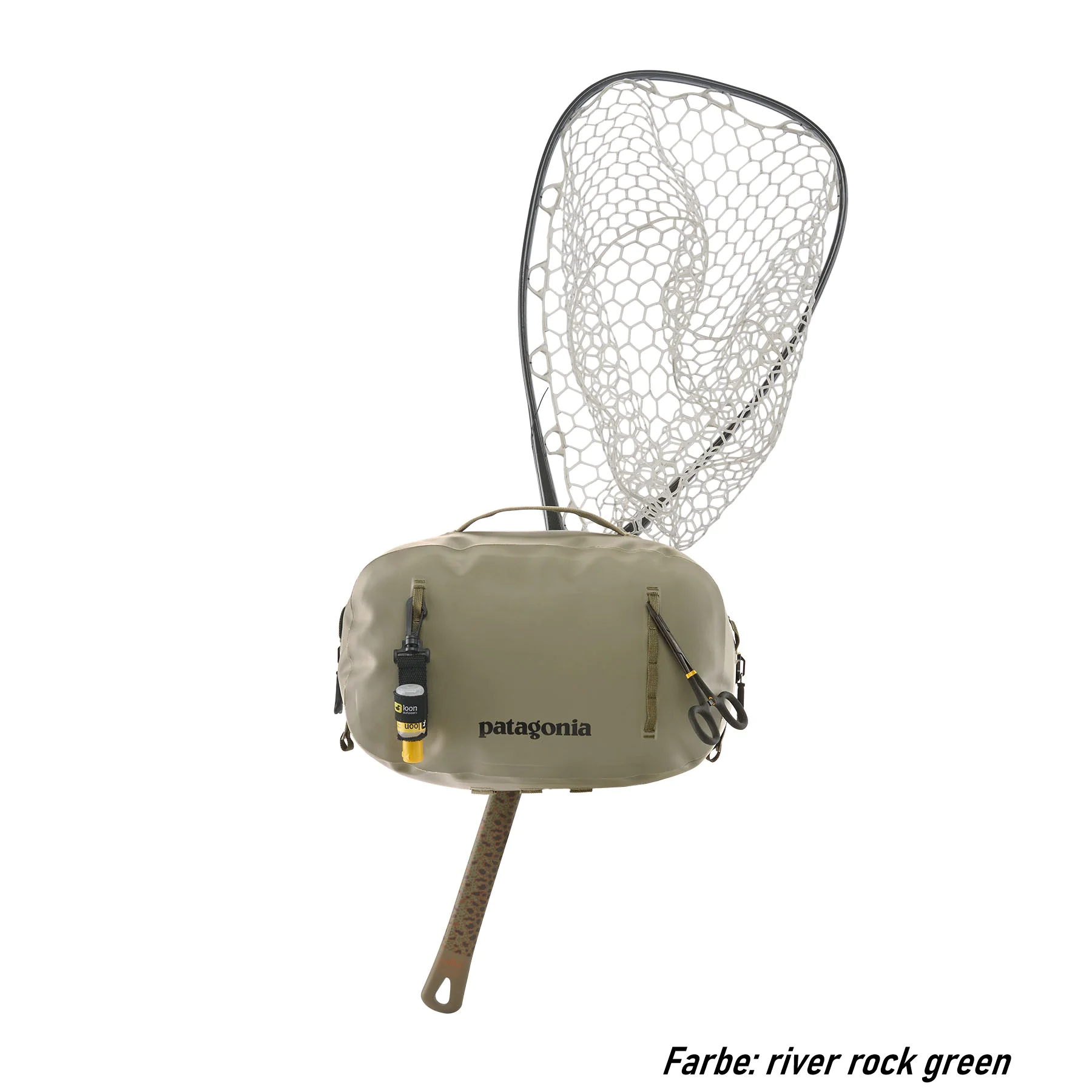 Rucksack, Angeln, Netzschutzhülle, Tragegriff, River Rock Green
