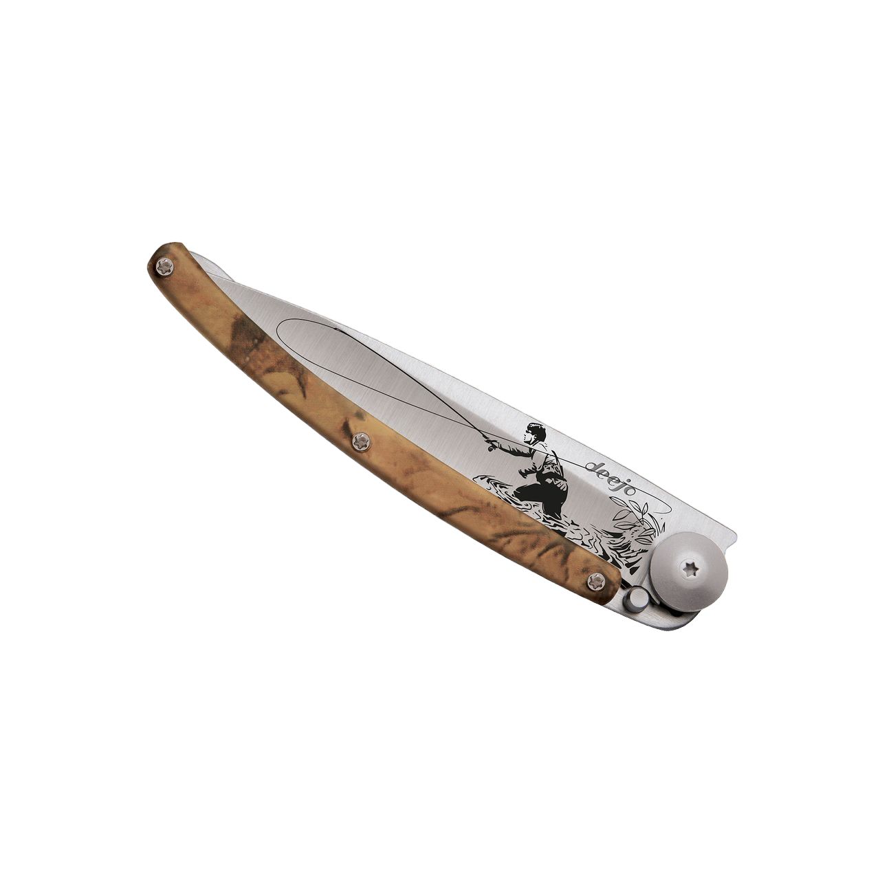 27g Braun Camo, Tattoo "Fliegenfischer", Taschenmesser 27g Braun Camo, Tattoo "Fliegenfischer", Taschenmesser