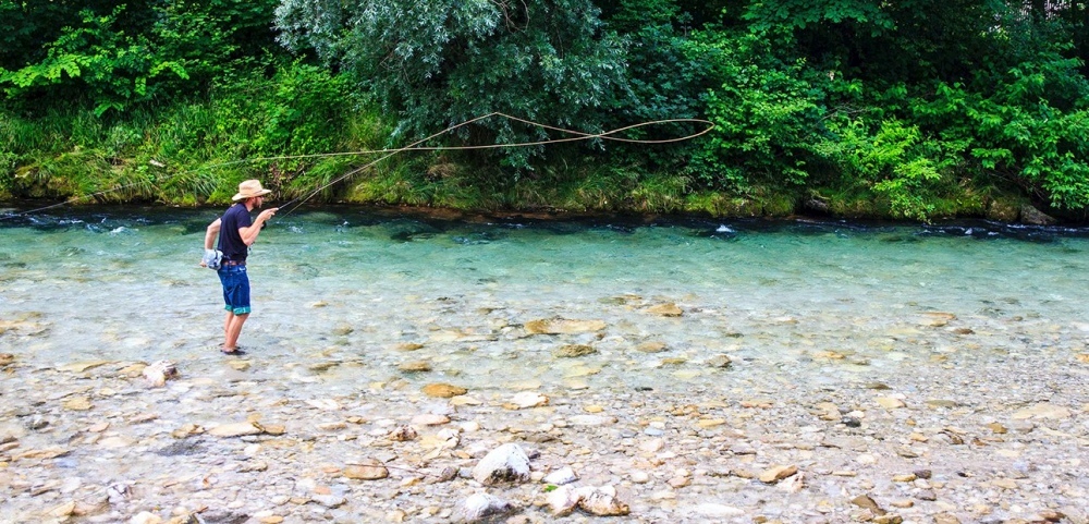 Fliegenfischen Weiße Traun, Bayern Fliegenfischen Weiße Traun, Bayern