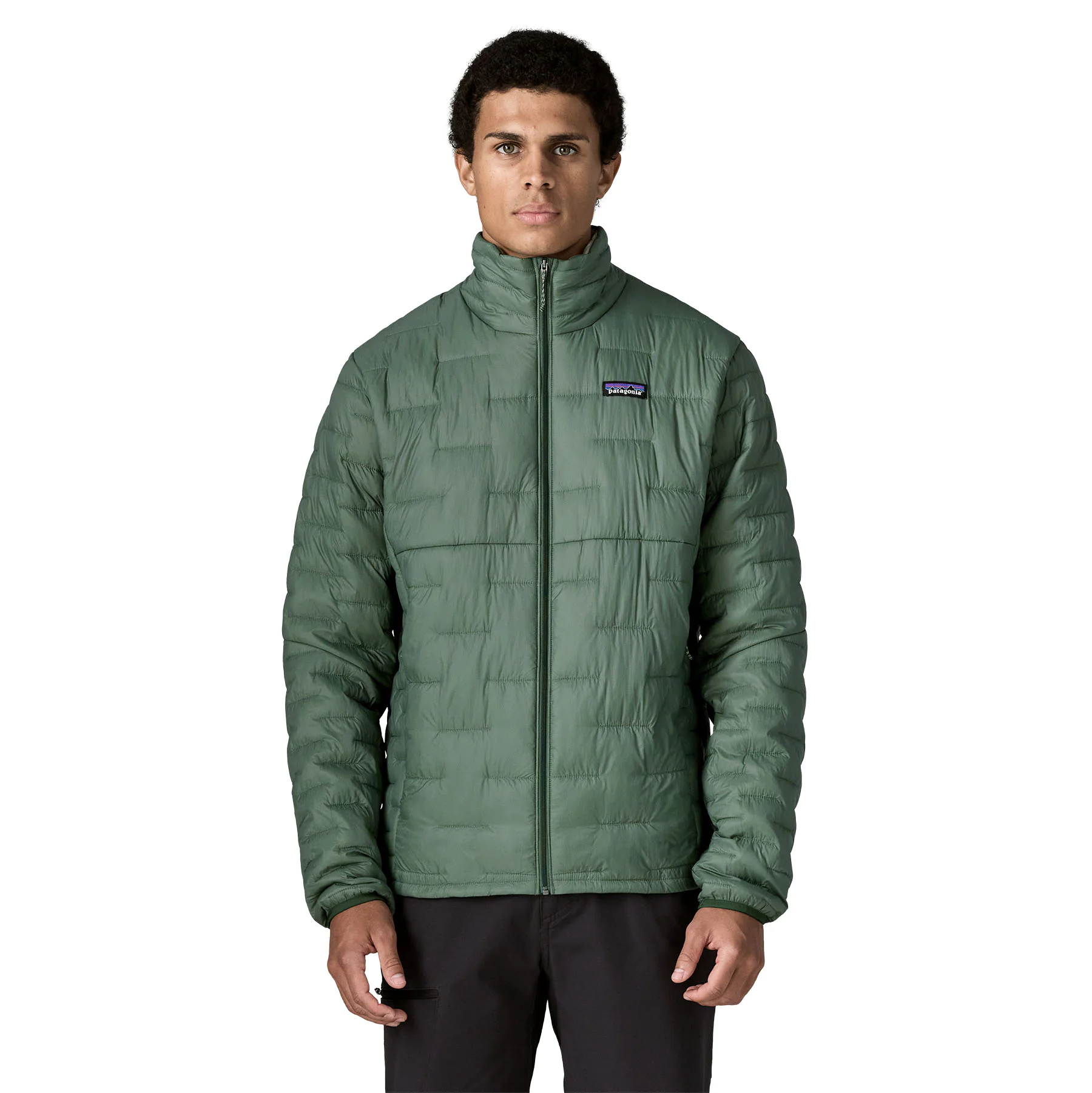 Jacke, Gesteppt, Grün, Reißverschluss, Outdoor