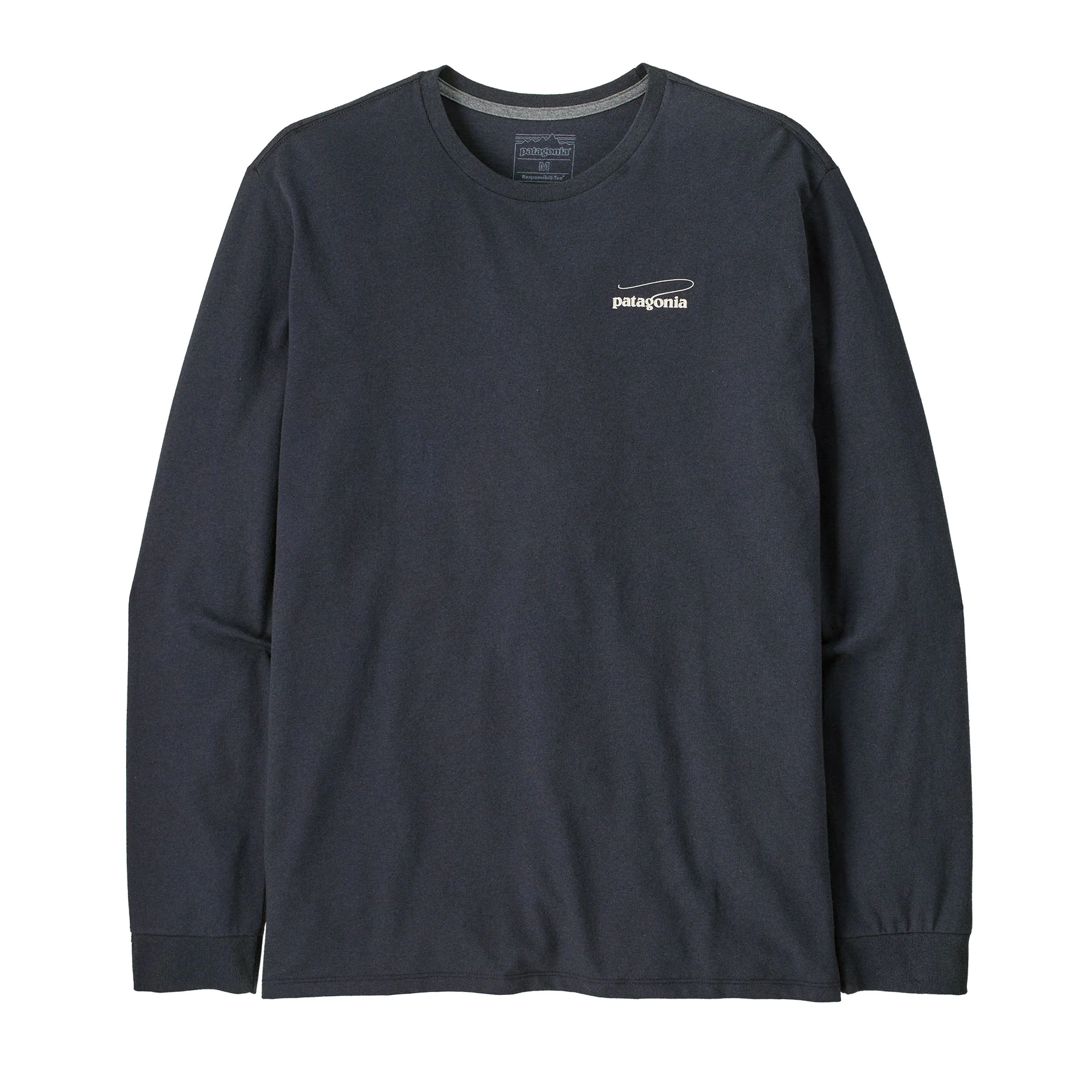 Langarmshirt, Rundhalsausschnitt, Dunkelgrau, Brustlogo, Baumwolle