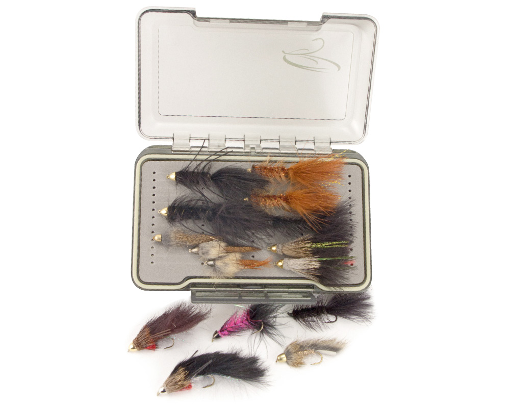 Trout Streamer Set including waterproof Flybox