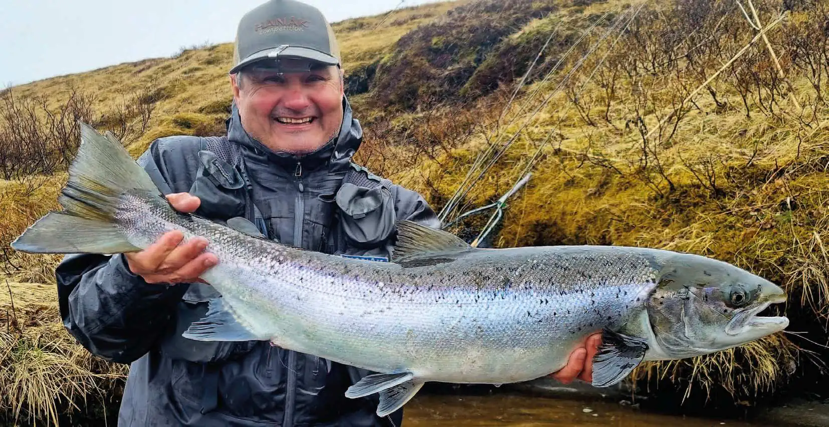Franta Hanak with a large Salmon - Hanak Competition