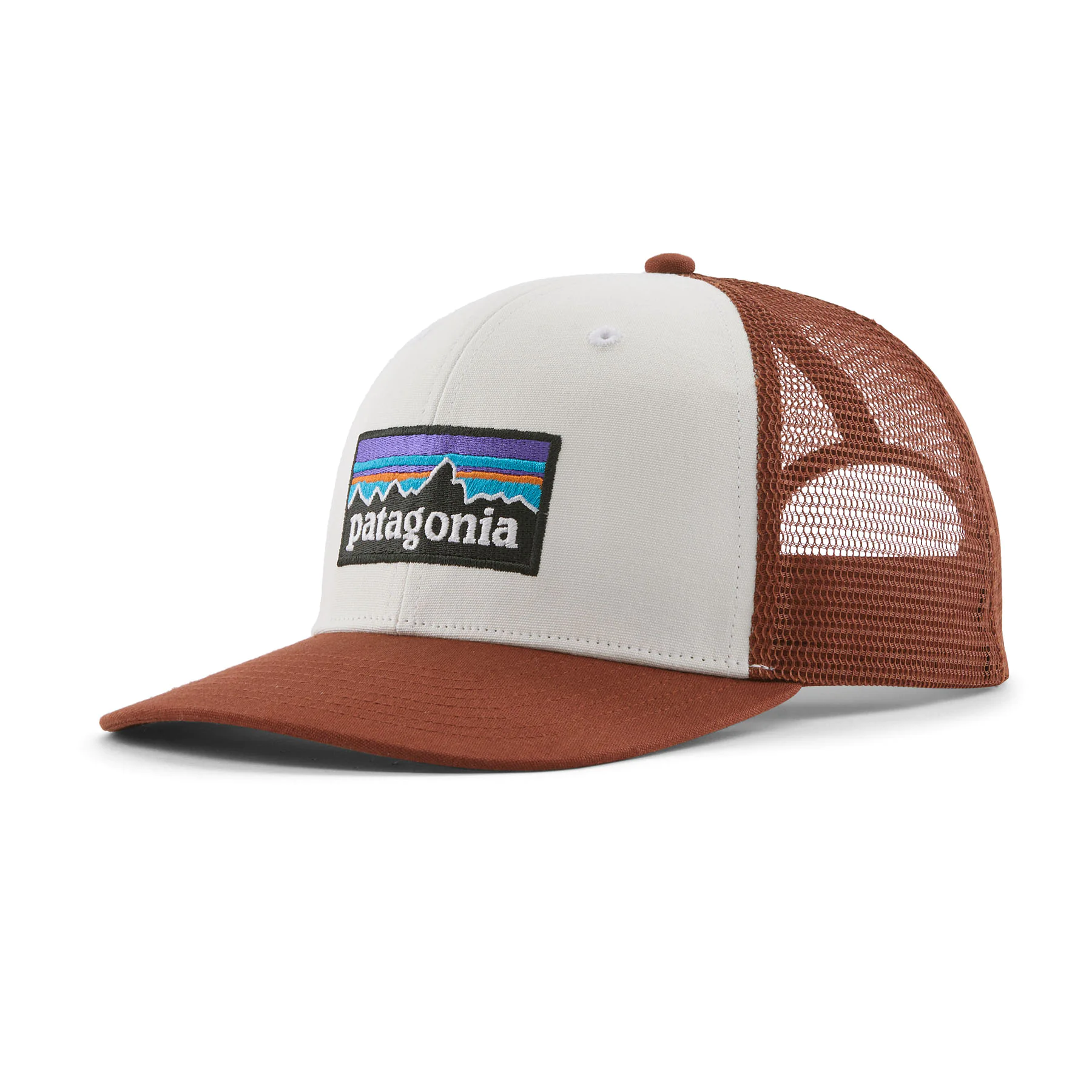 P-6 Logo Trucker Hat (white w/rusty red)