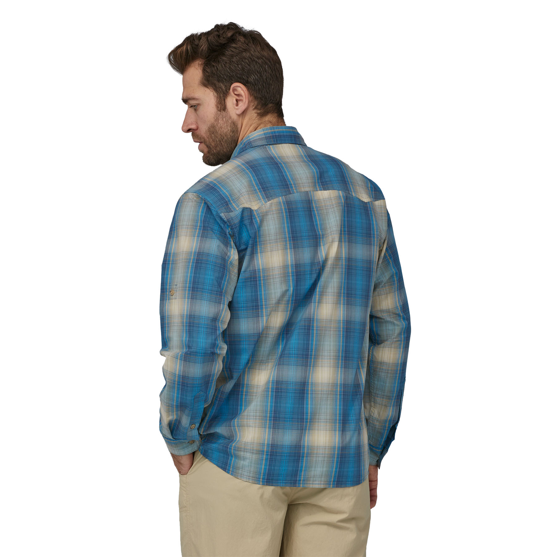 Men's Longsleeve Sun Stretch Shirt (San Miguel: wavy blue)