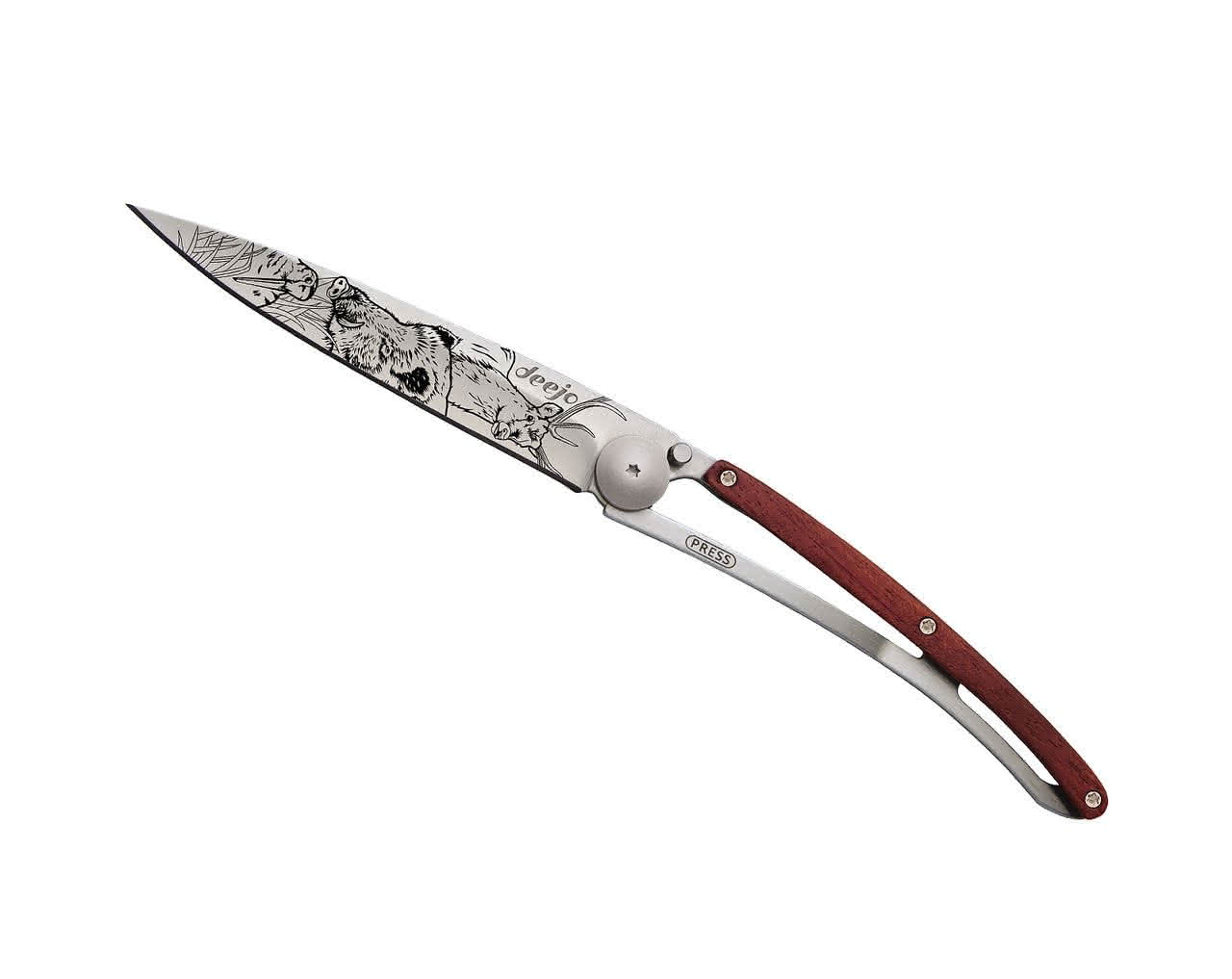 37g Korallenholz, Tattoo "Jagdszene", Taschenmesser 37g Korallenholz, Tattoo "Jagdszene", Taschenmesser