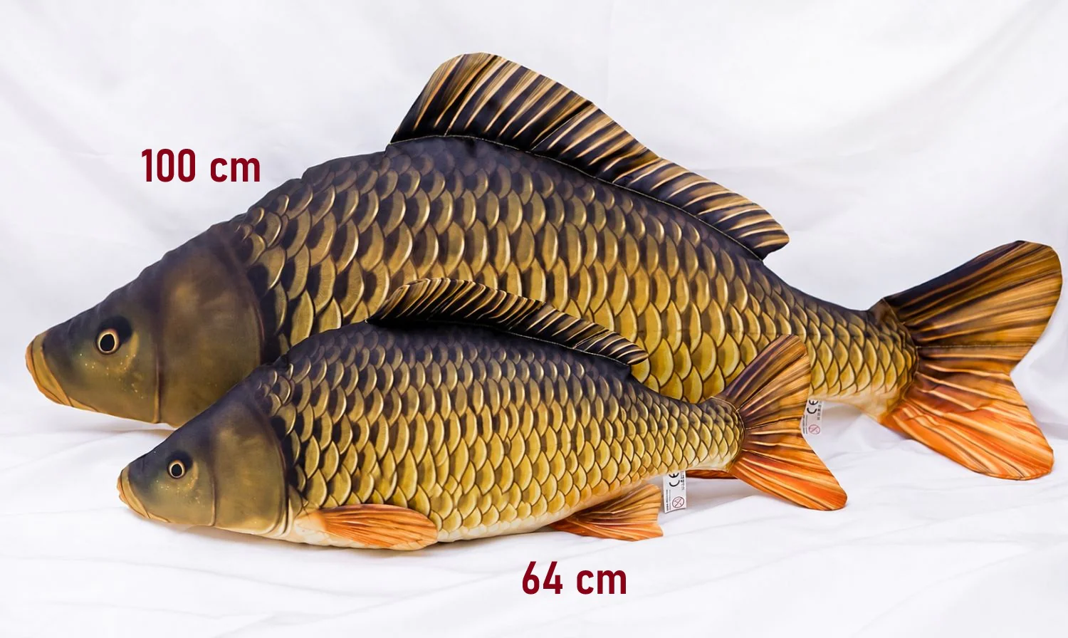Karpfenkissen, Fischkissen, Goldbraune Schuppen, 100 cm, 64 cm