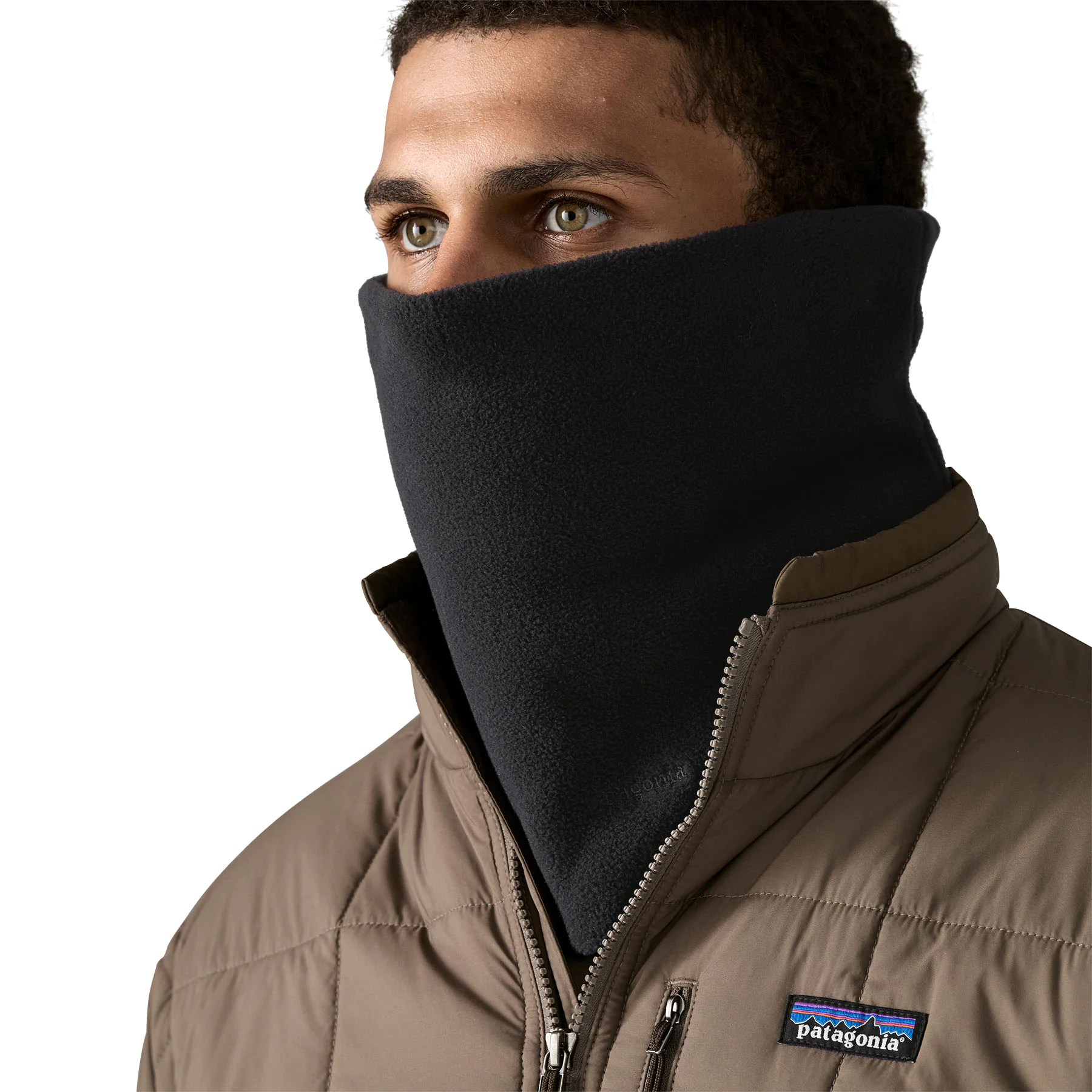 Pufferjacke, gesteppt, braun, Reißverschluss, Logo-Patch