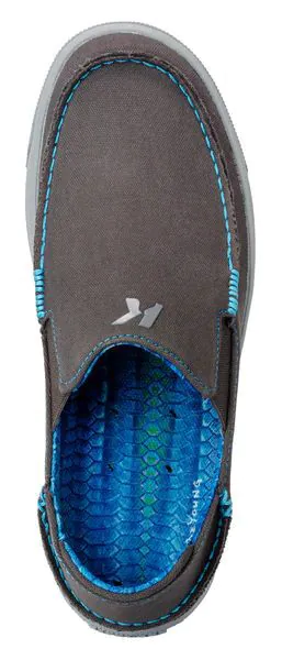 Schuh, Slipper, Schnürloser Schuh, Lederoptik, Blaue Naht