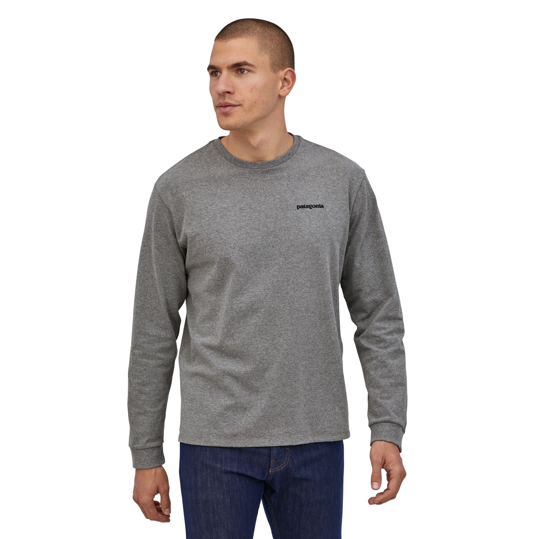 M's L/S P-6 Logo Responsibili-Tee (gravel heather)