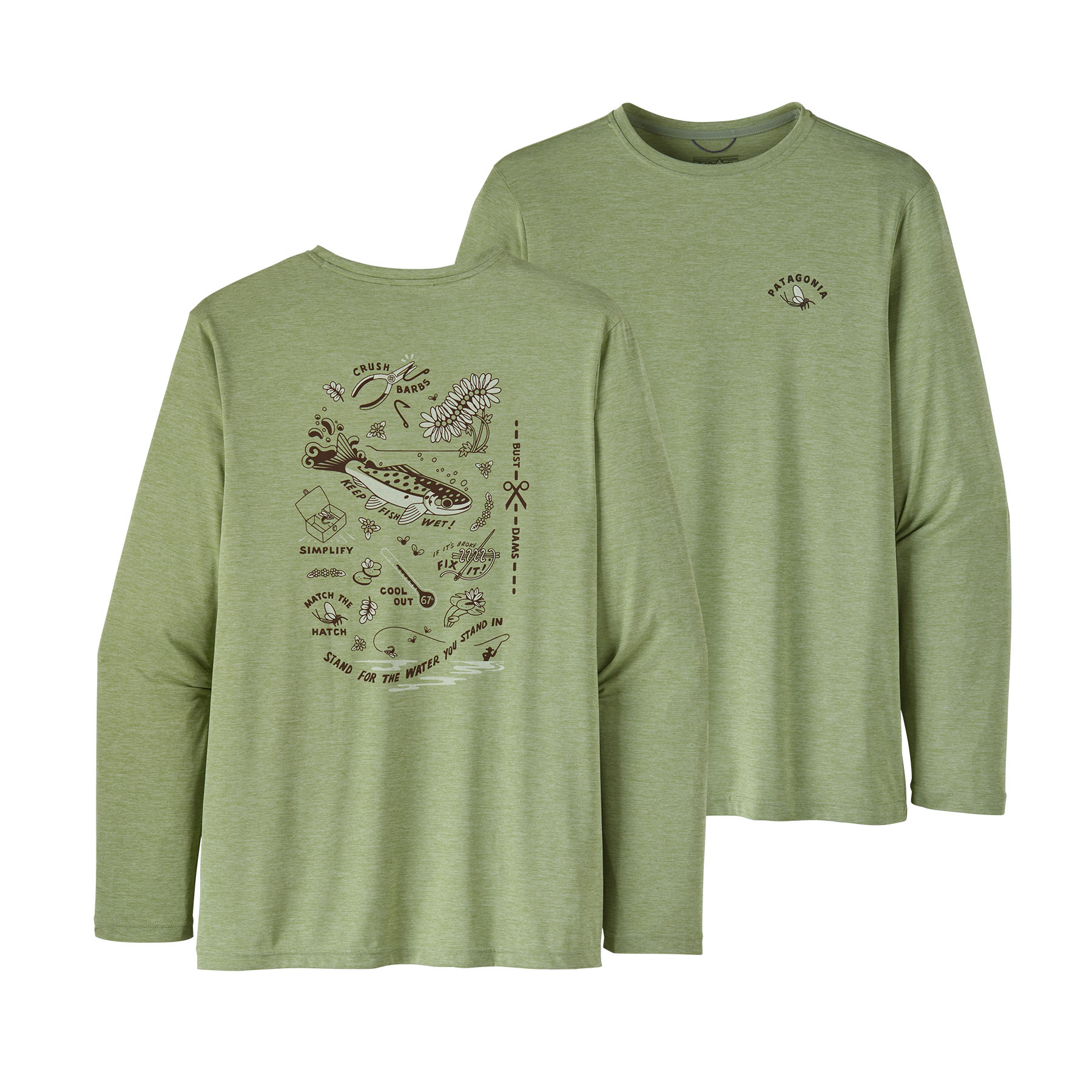 Longsleeve Cap Cool Daily Fish Graphic Shirt (Action Angler: salvia green)