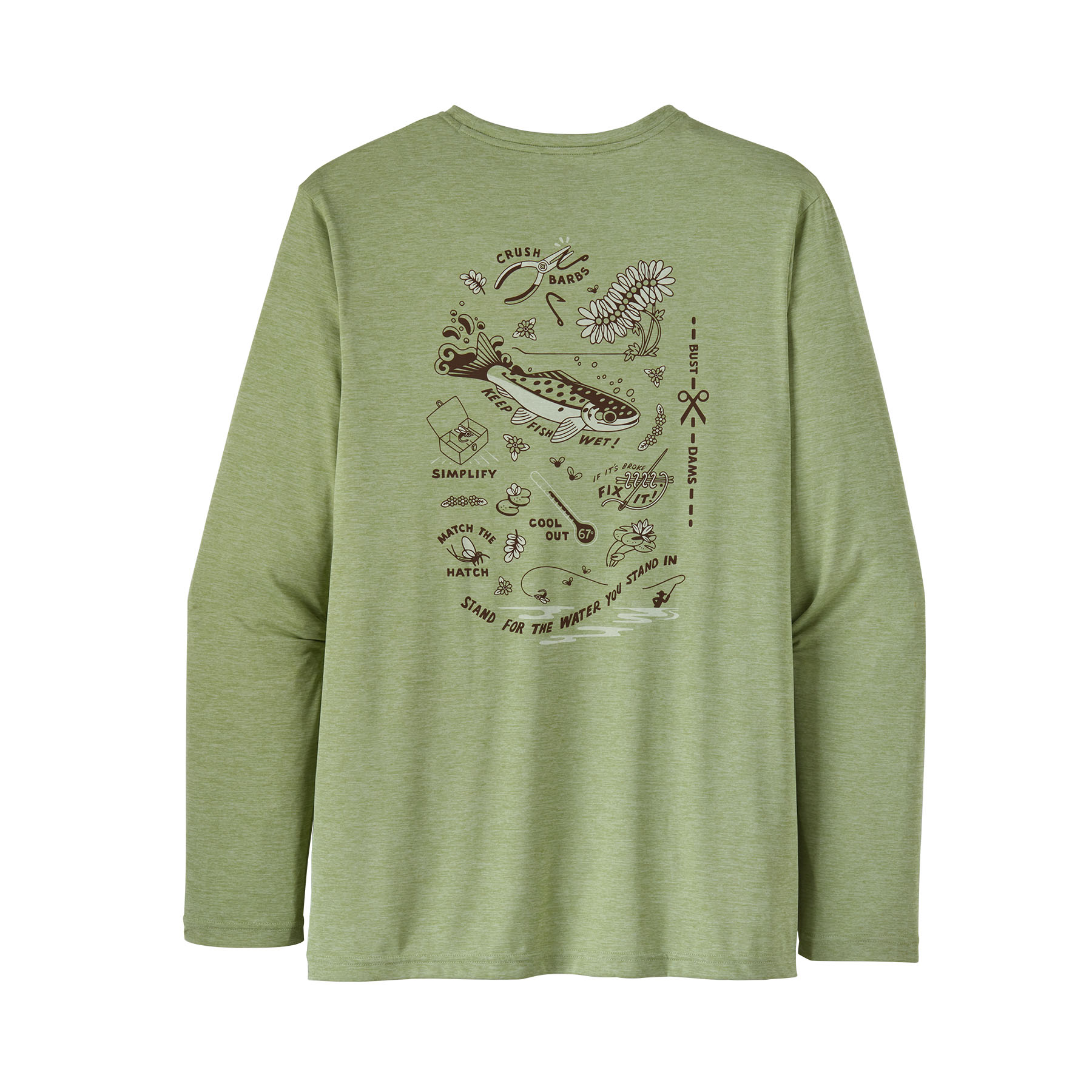 Longsleeve Cap Cool Daily Fish Graphic Shirt (Action Angler: salvia green)