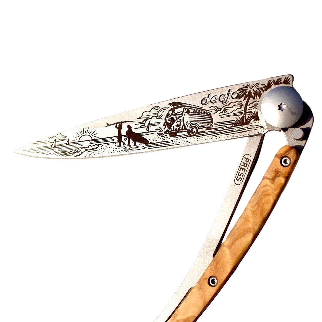 37g Olivenholz, Tattoo "Van Life", Taschenmesser 37g Olivenholz, Tattoo "Van Life", Taschenmesser