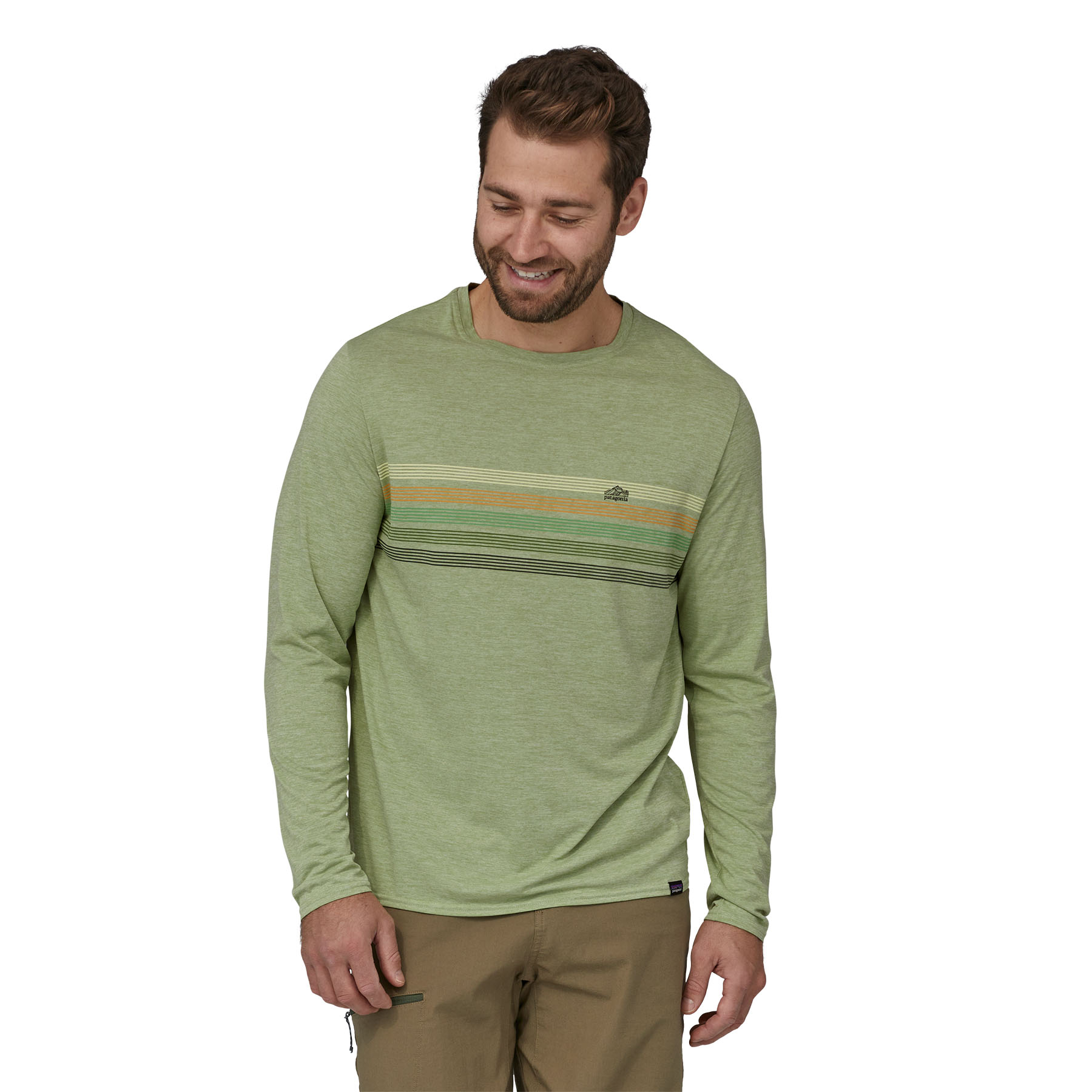 Men's L/S Cap Cool Daily Graphic Shirt (salvia green)