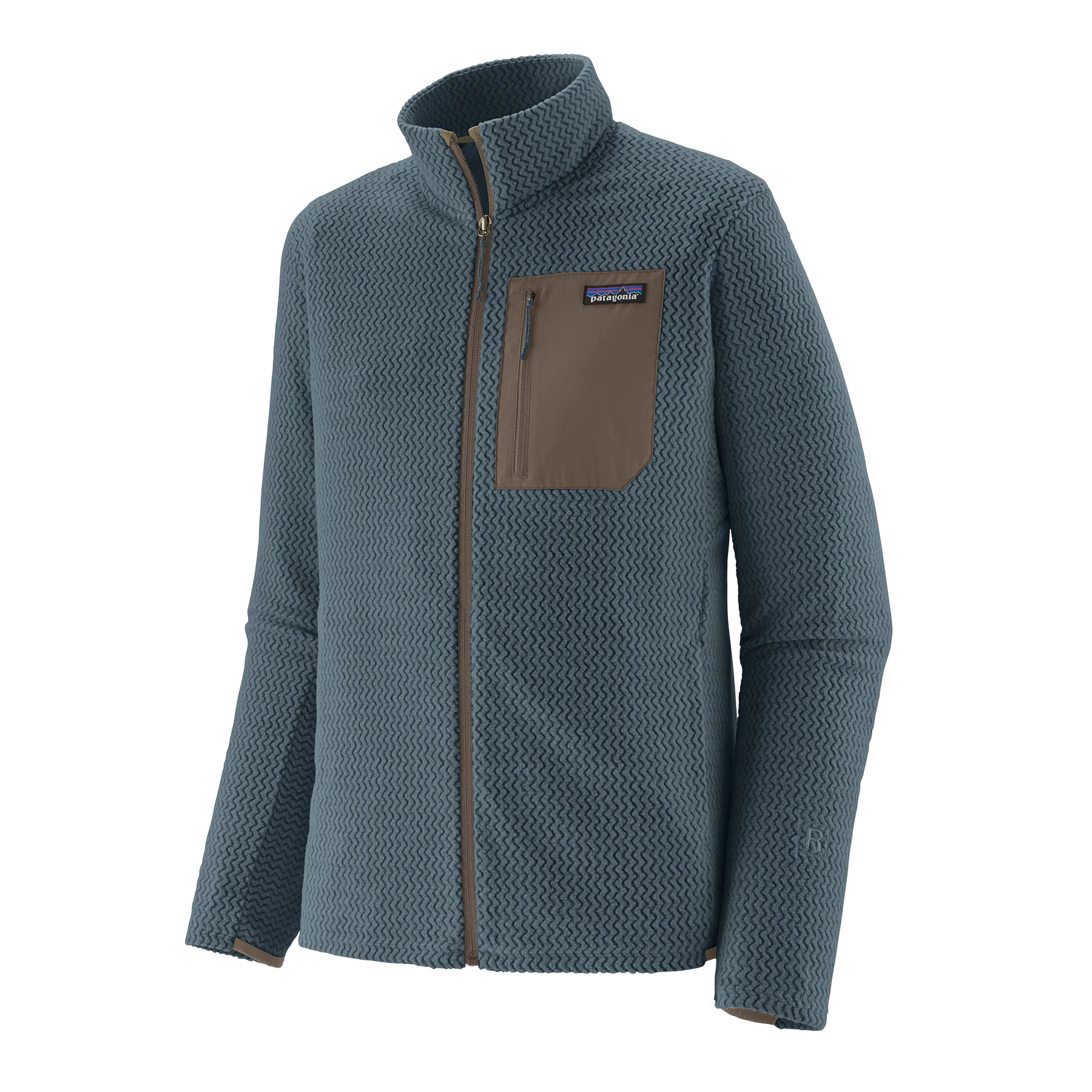 Fleecejacke, Stehkragen, Reißverschluss, Strukturmuster, Brusttasche