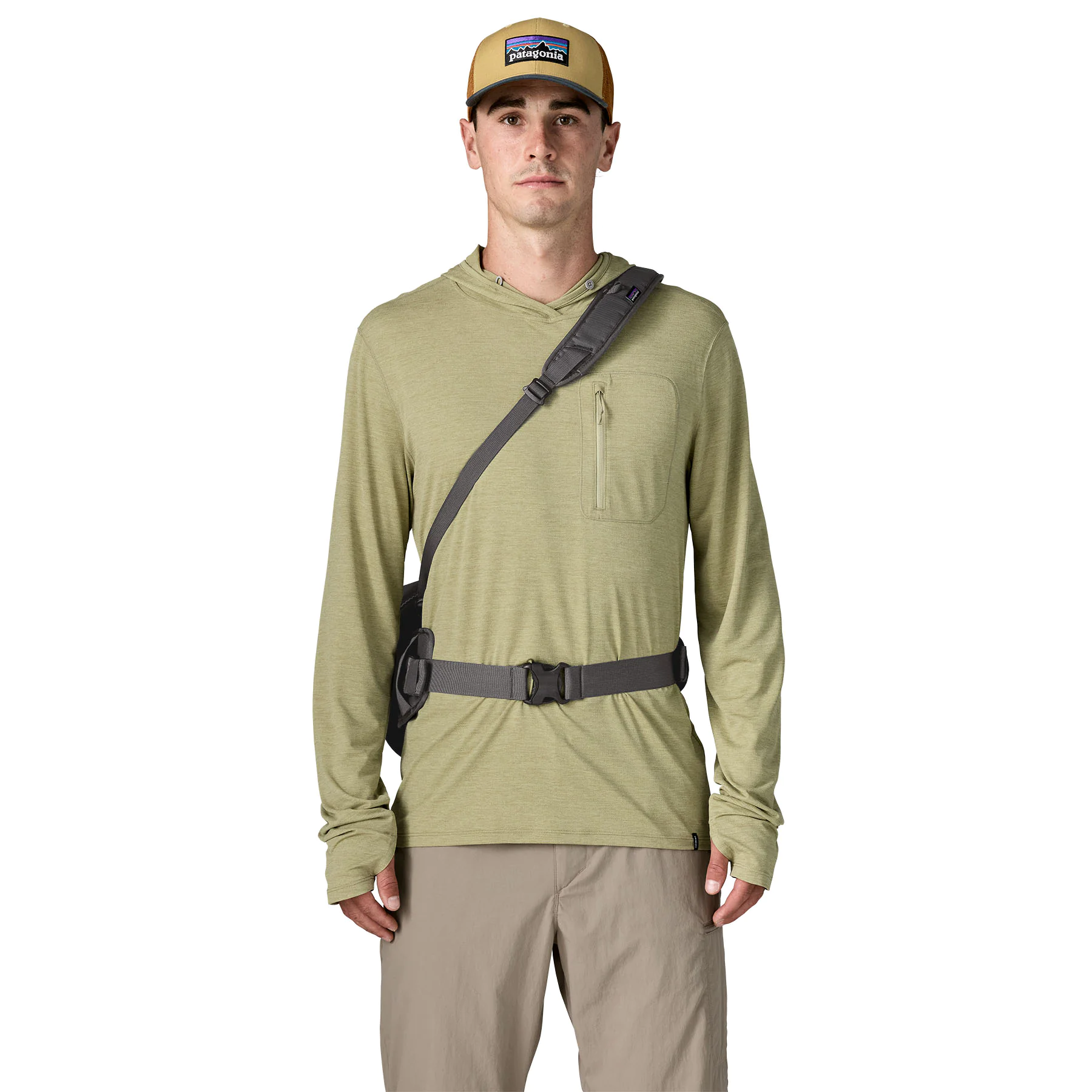 Hoodie, Langarm, Kapuzenpullover, Fronttasche, Outdoor-Gürtel