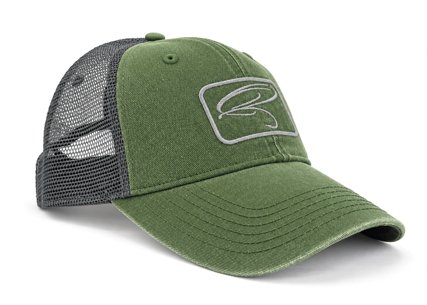 Grün, Kappe, Trucker, Mesh-Rückseite, Aufnäher
