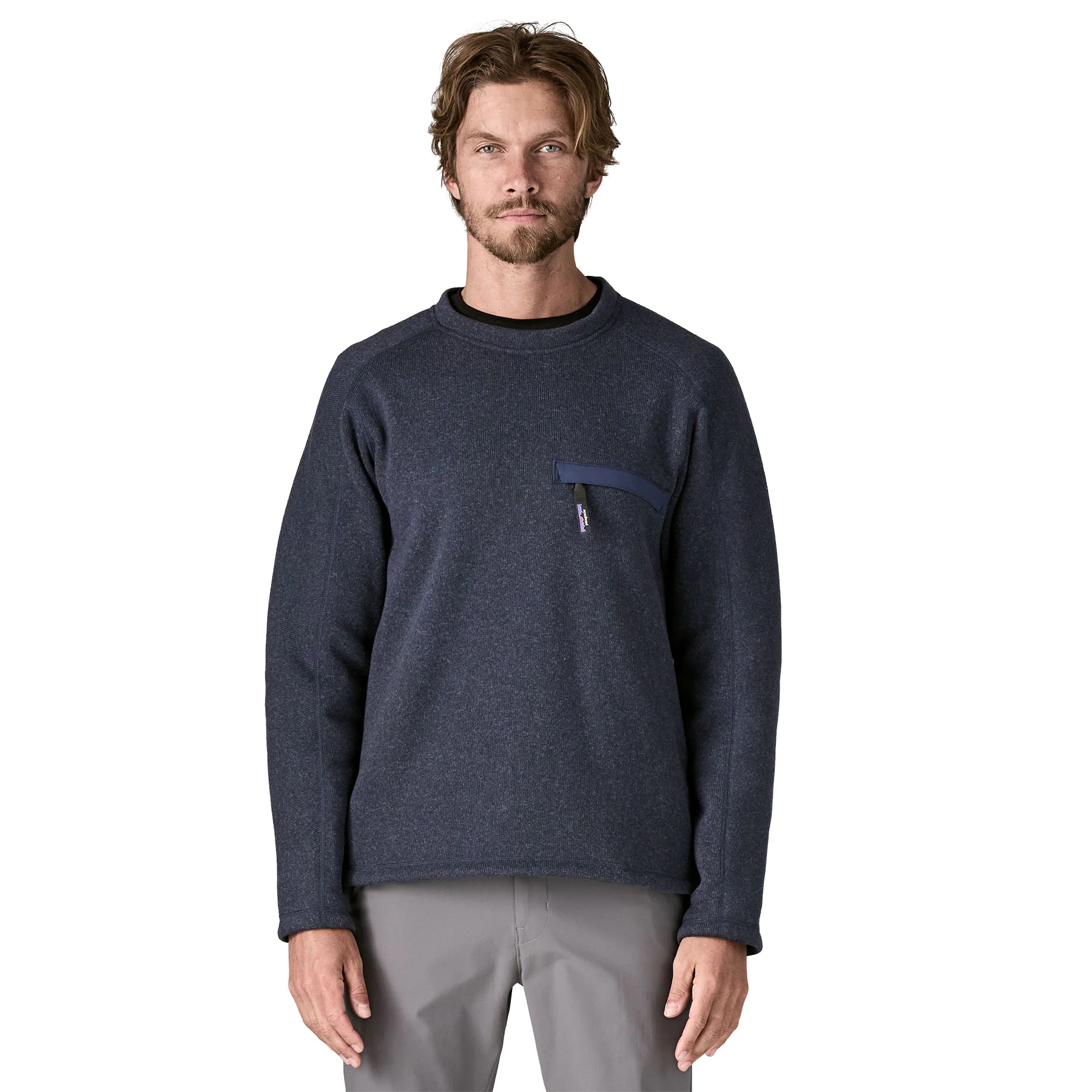 Sweatshirt, Navy, Crewneck, Brusttasche, Reißverschlussdetails