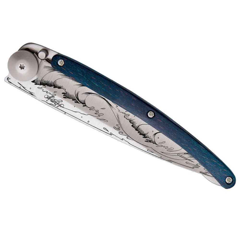 37g blaues Buchenholz,Tattoo "Welle", Taschenmesser 37g blaues Buchenholz,Tattoo "Welle", Taschenmesser
