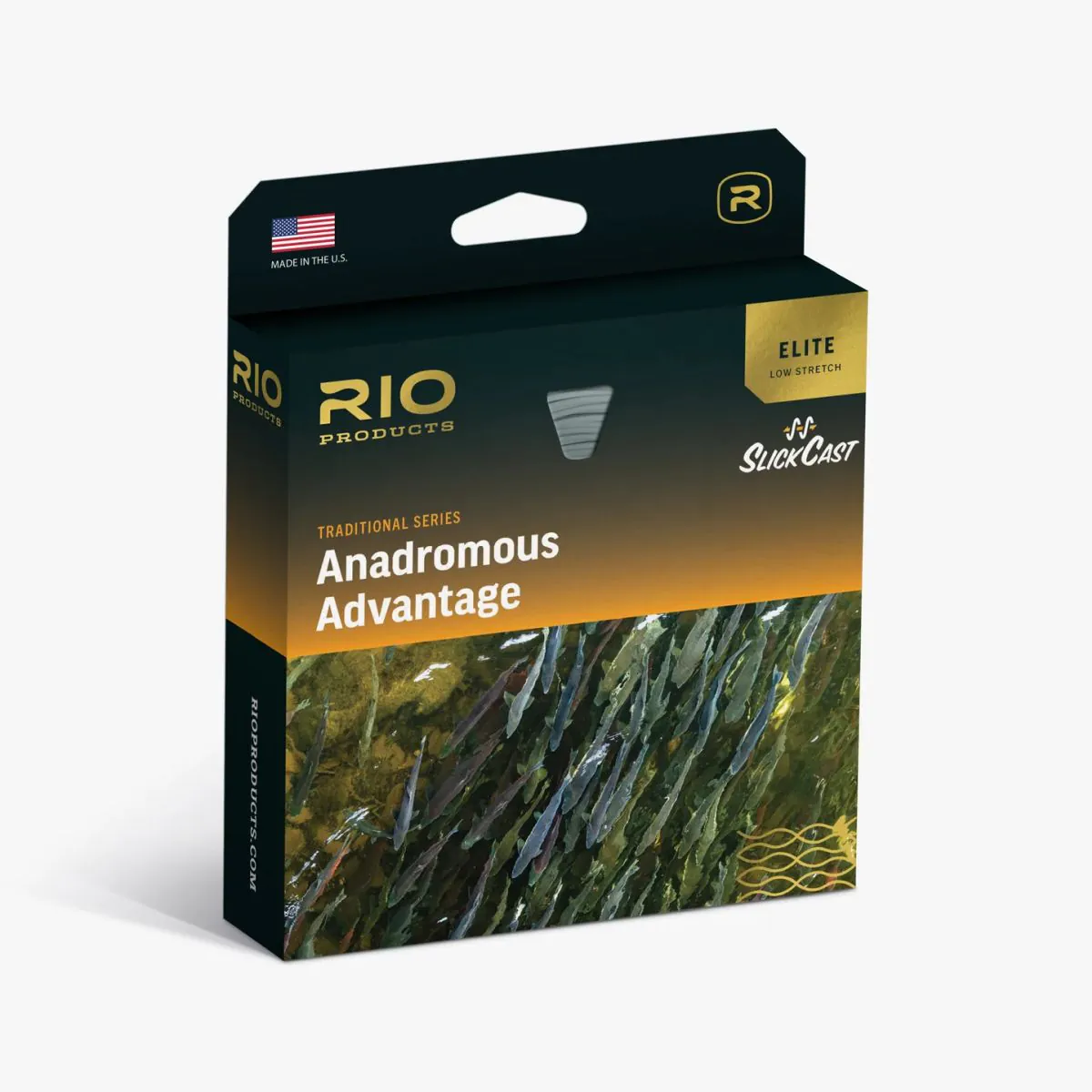 Angled packaging, Anodromous Advantage, Elite Low Stretch, SlickCast, Fishing lure packaging