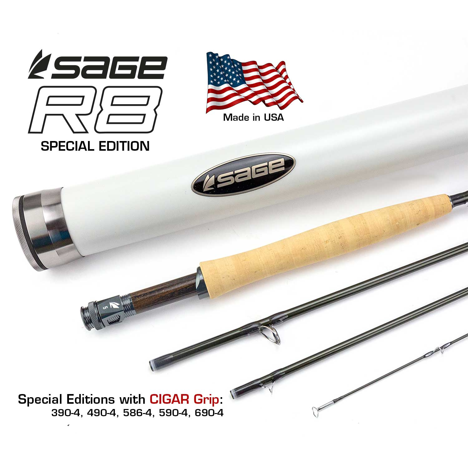 Sage R8 Guide Spacing SAGE R8 Fliegenrute - Special Edition mit Zigarrengriff