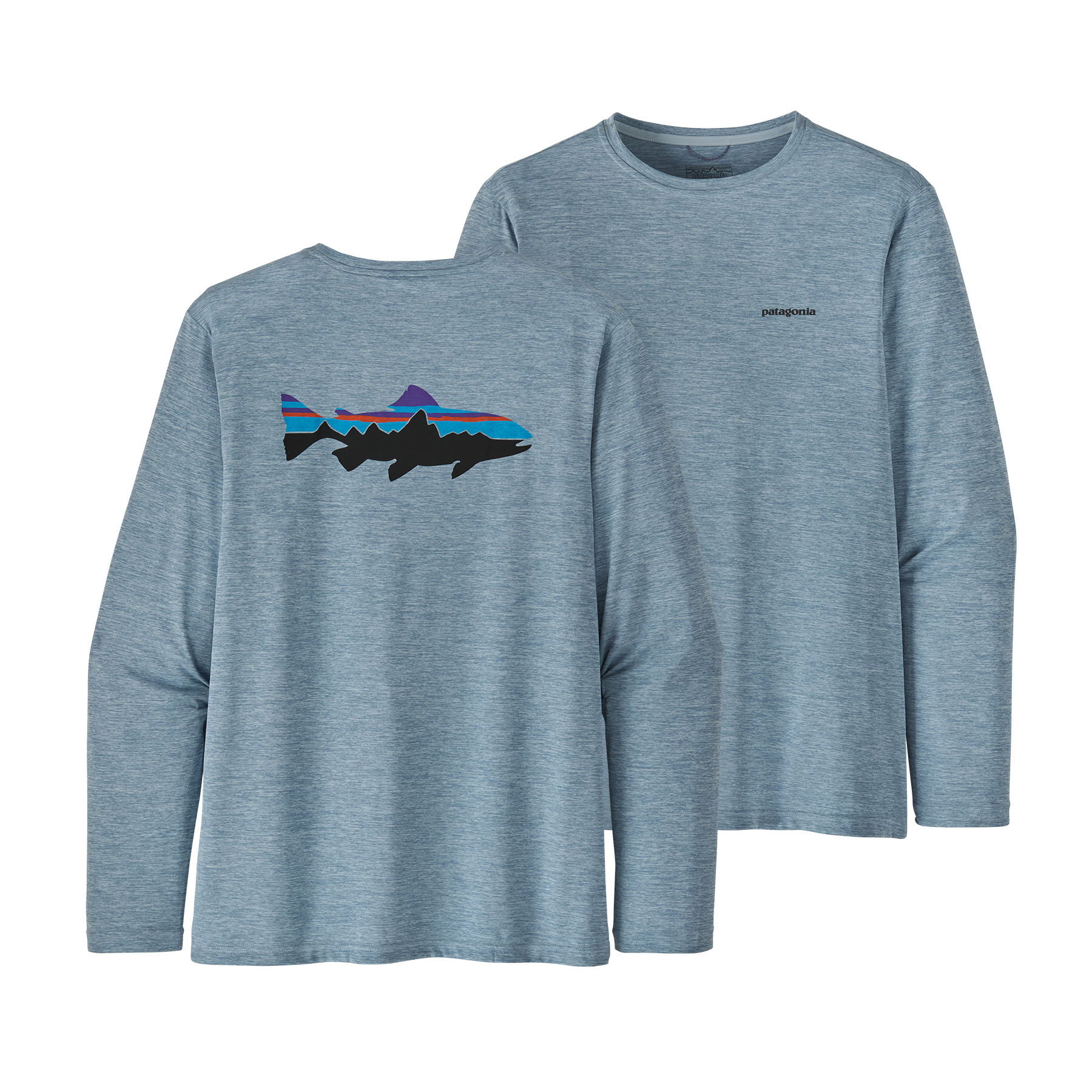 Longsleeve Cap Cool Daily Fish Graphic Shirt (Fitz Roy Trout: Steam Blue)