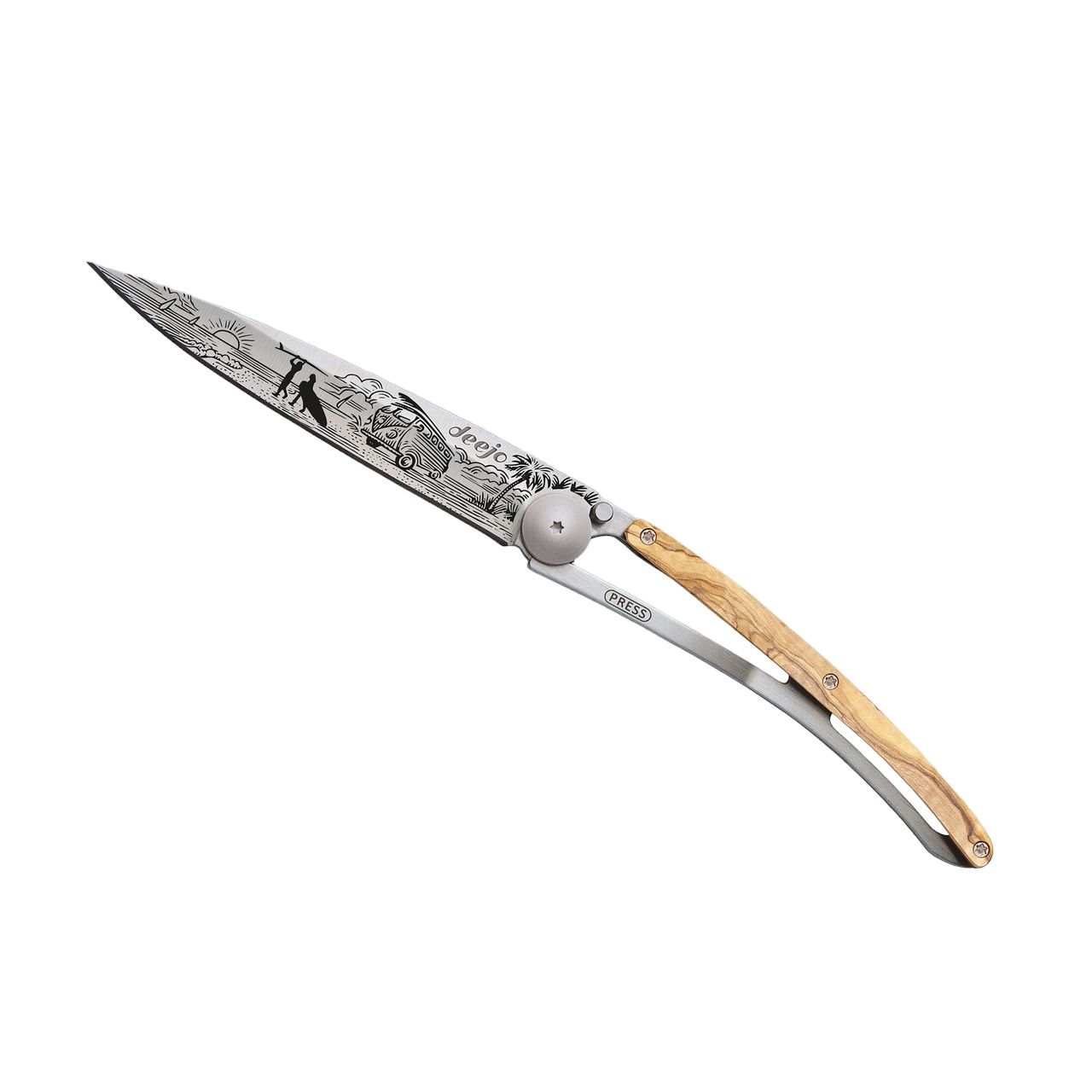 37g Olivenholz, Tattoo "Van Life", Taschenmesser 37g Olivenholz, Tattoo "Van Life", Taschenmesser