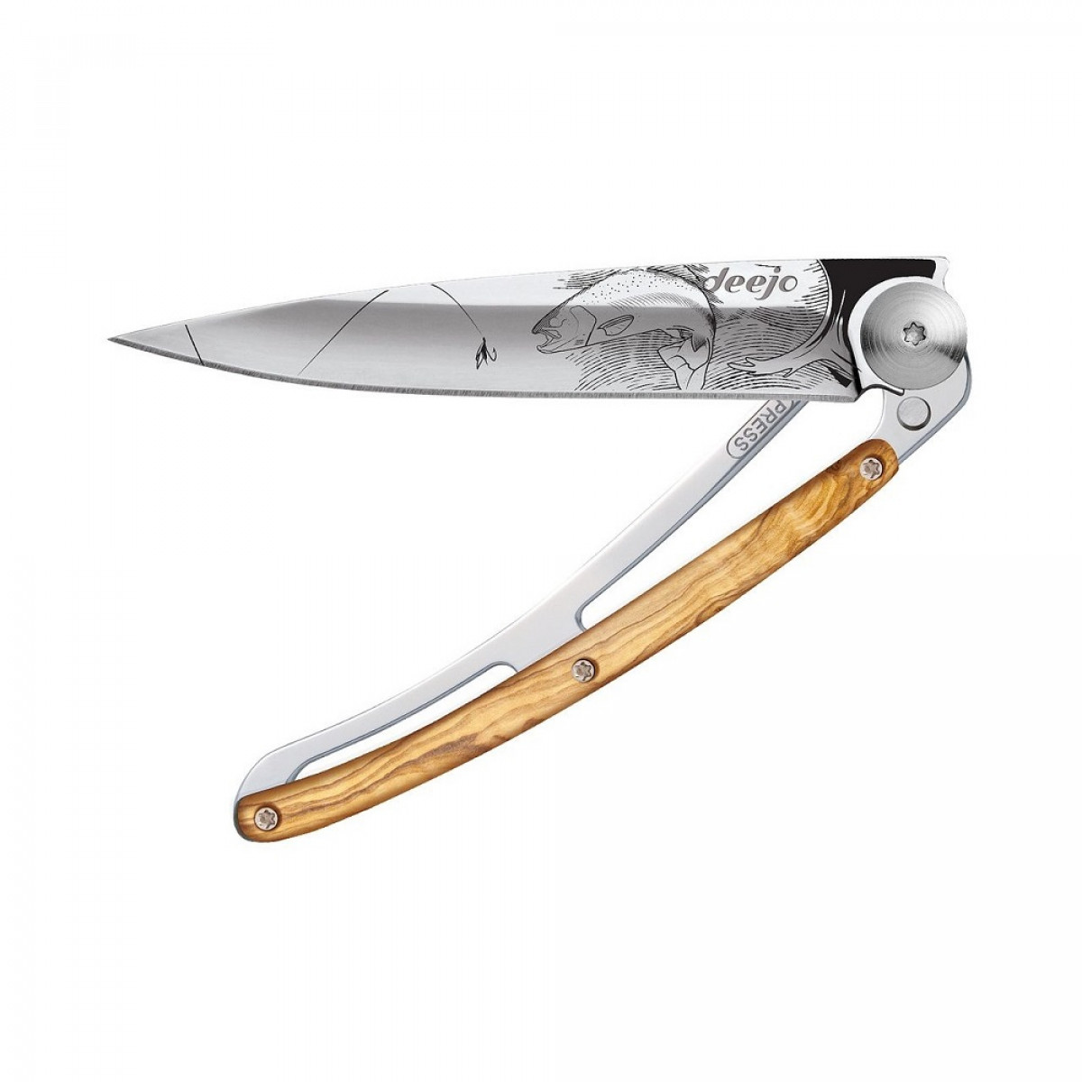 37g Olivenholz, Tattoo "Forelle", Taschenmesser 37g Olivenholz, Tattoo "Forelle", Taschenmesser