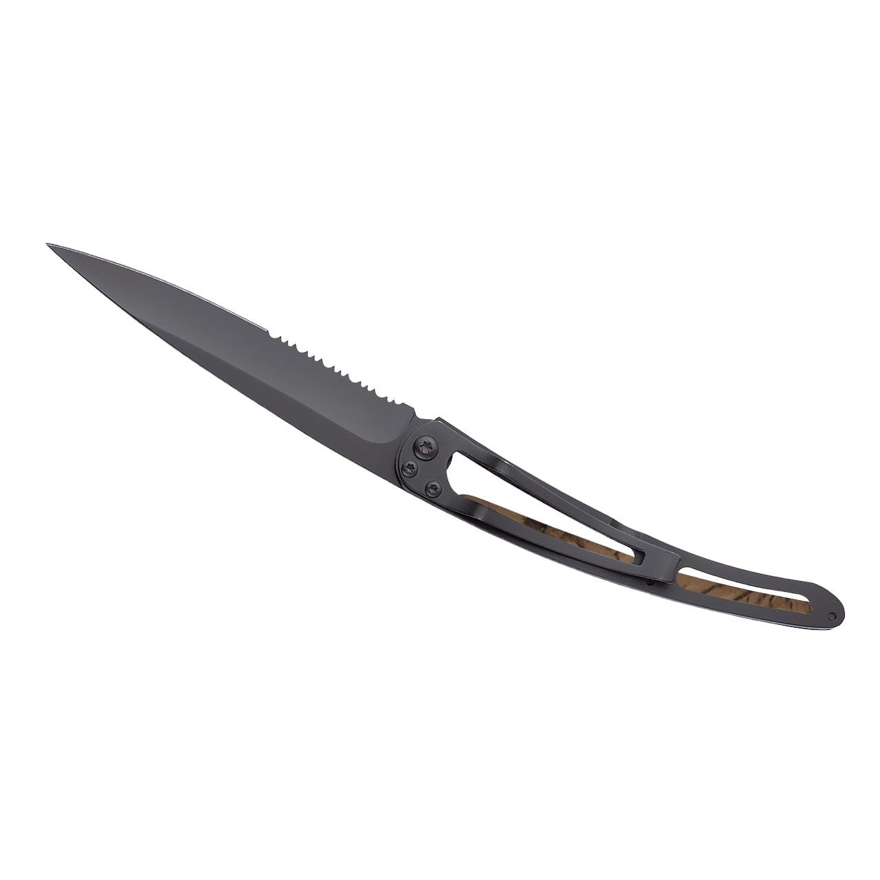 37g Serrated Braun Camo, Tattoo "Fliegenfischer", Taschenmesser