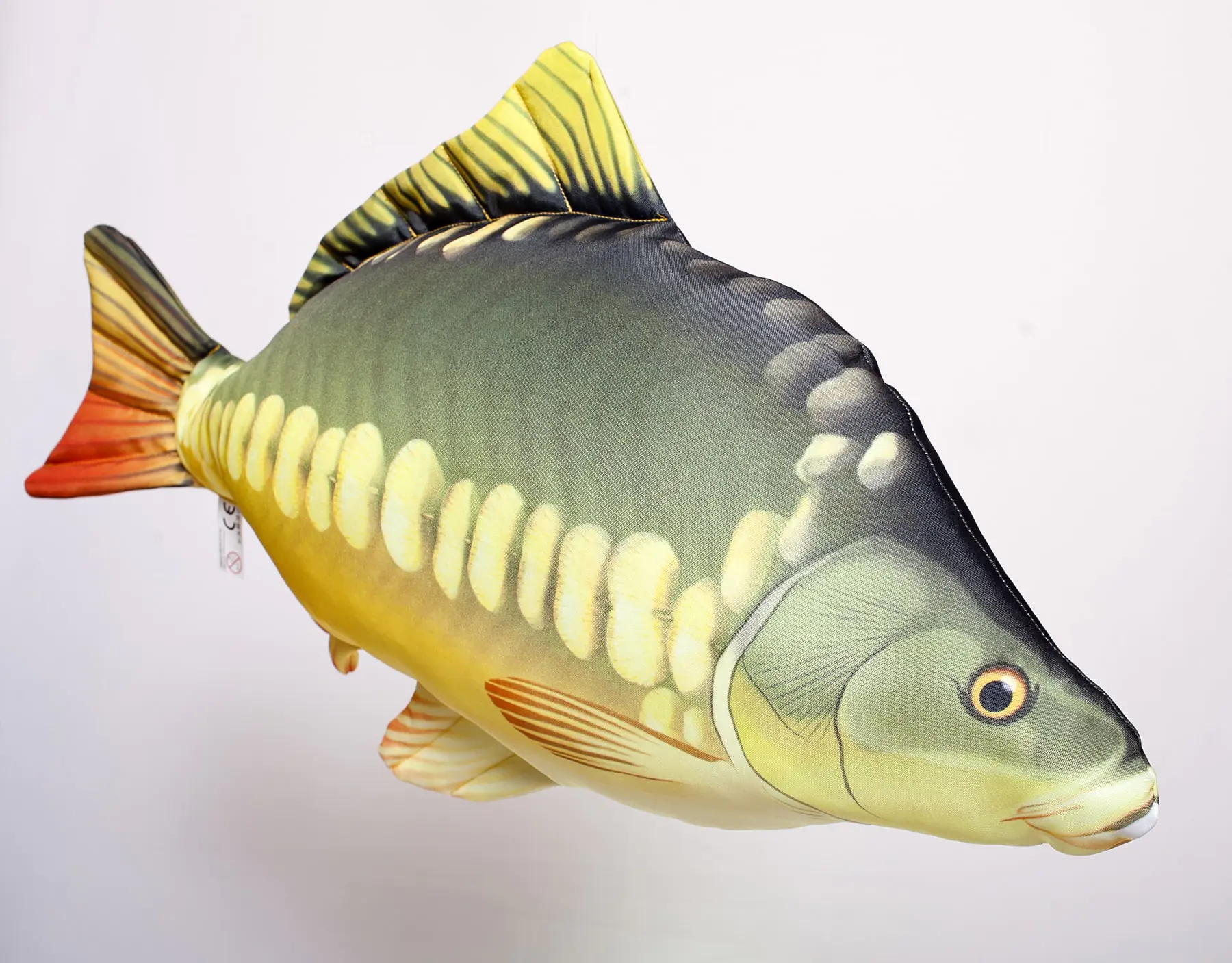 Fischkissen, Plüschkissen, Fischmotiv, Grün-gelb, Bedruckter Stoff