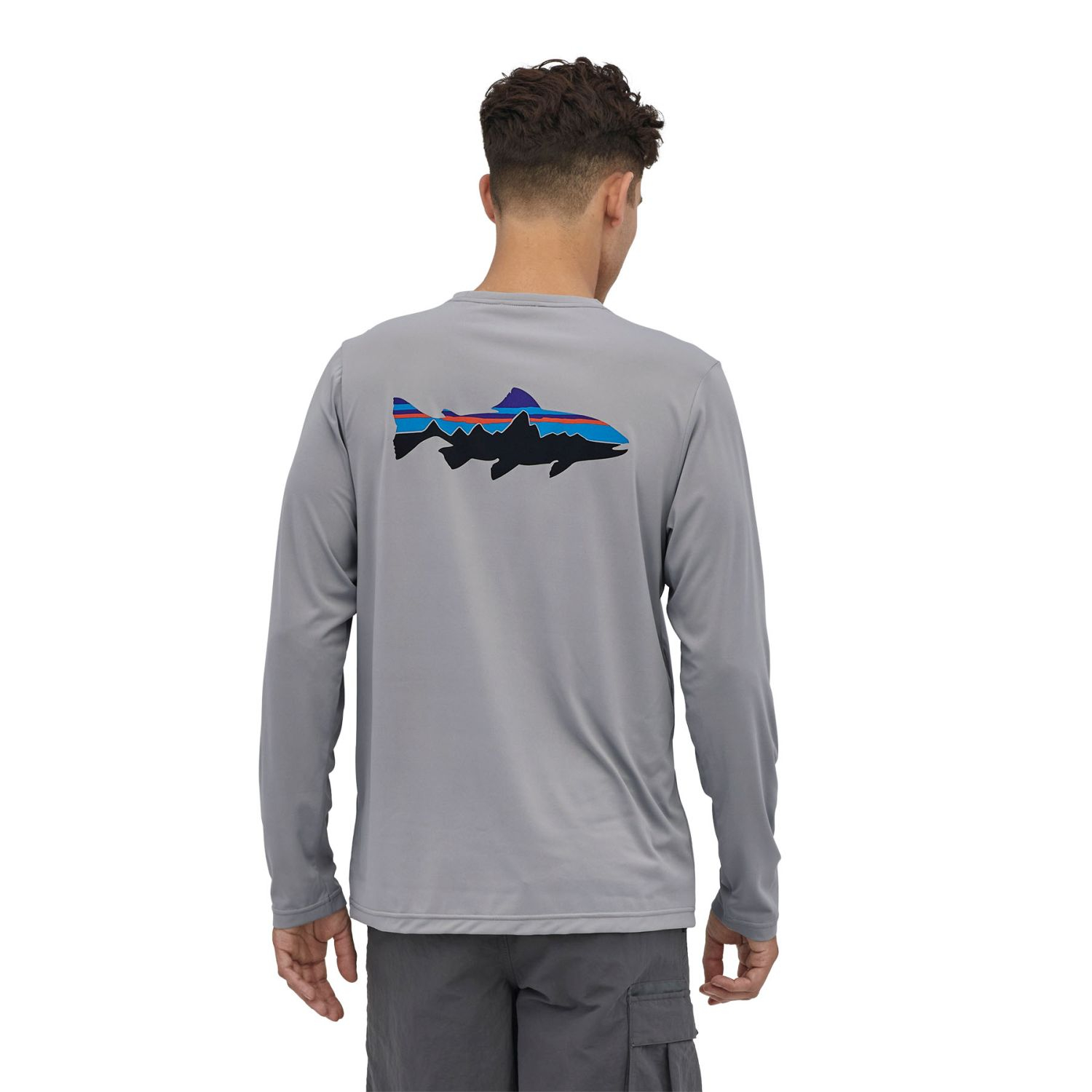Longsleeve Cap Cool Daily Fish Graphic Shirt (fitz roy trout: salt grey)