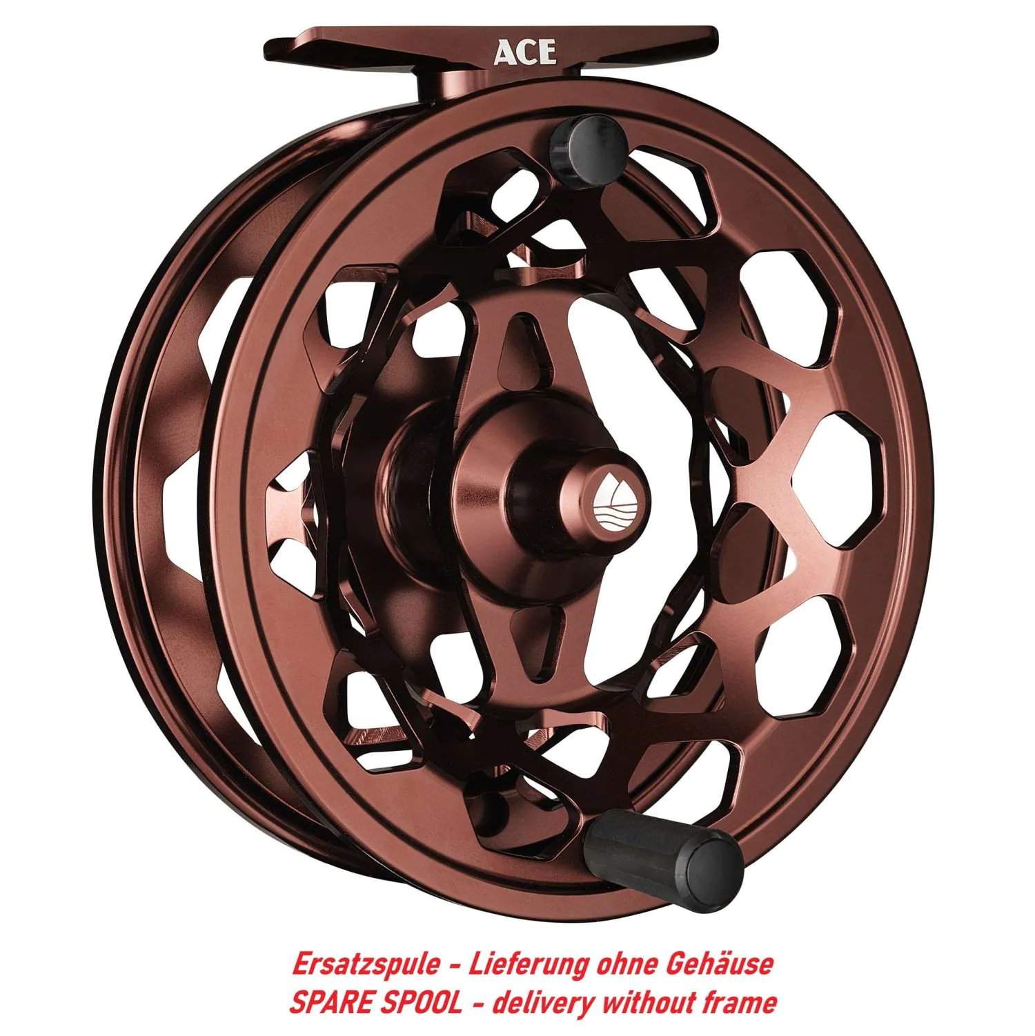 Fischerrrolle, Spule, Metallrolle, Bronzefarbe, Ersatzspule