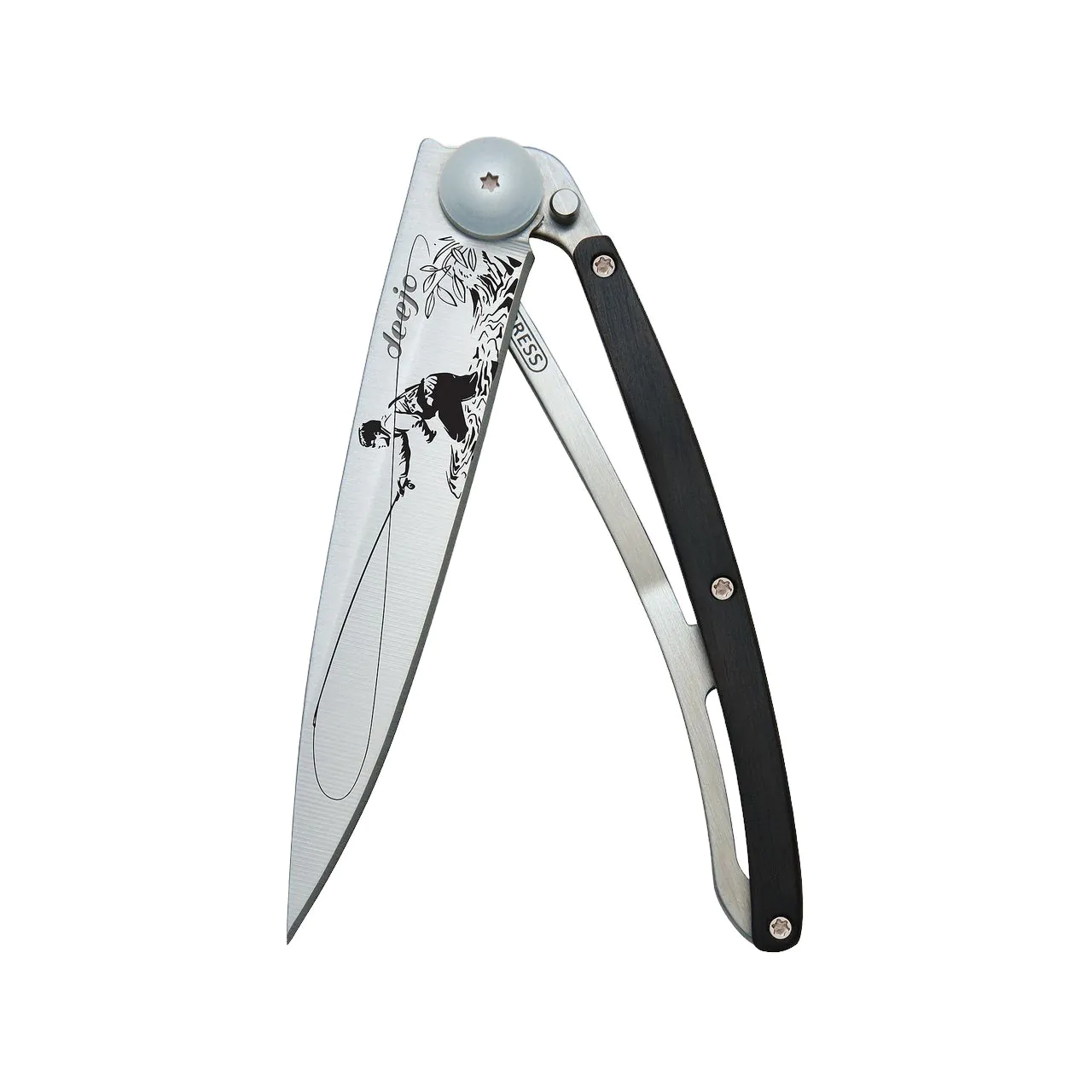 37g Ebenholz, Tattoo "Fliegenfischer", Taschenmesser 37g Ebenholz, Tattoo "Fliegenfischer", Taschenmesser