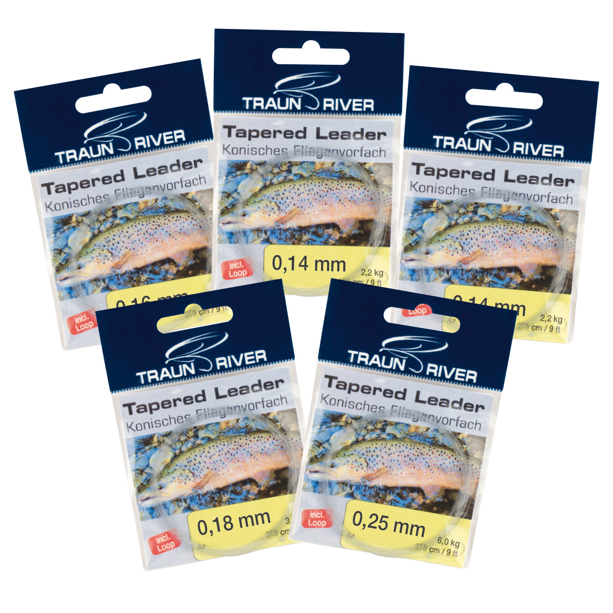 5-pack Tapered Fly Leader (9ft) 