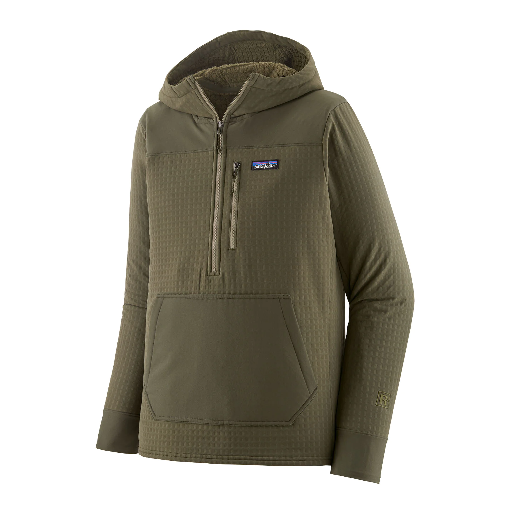 Hoodie, Fleece, Olive, Puffer, Kangaroo pocket