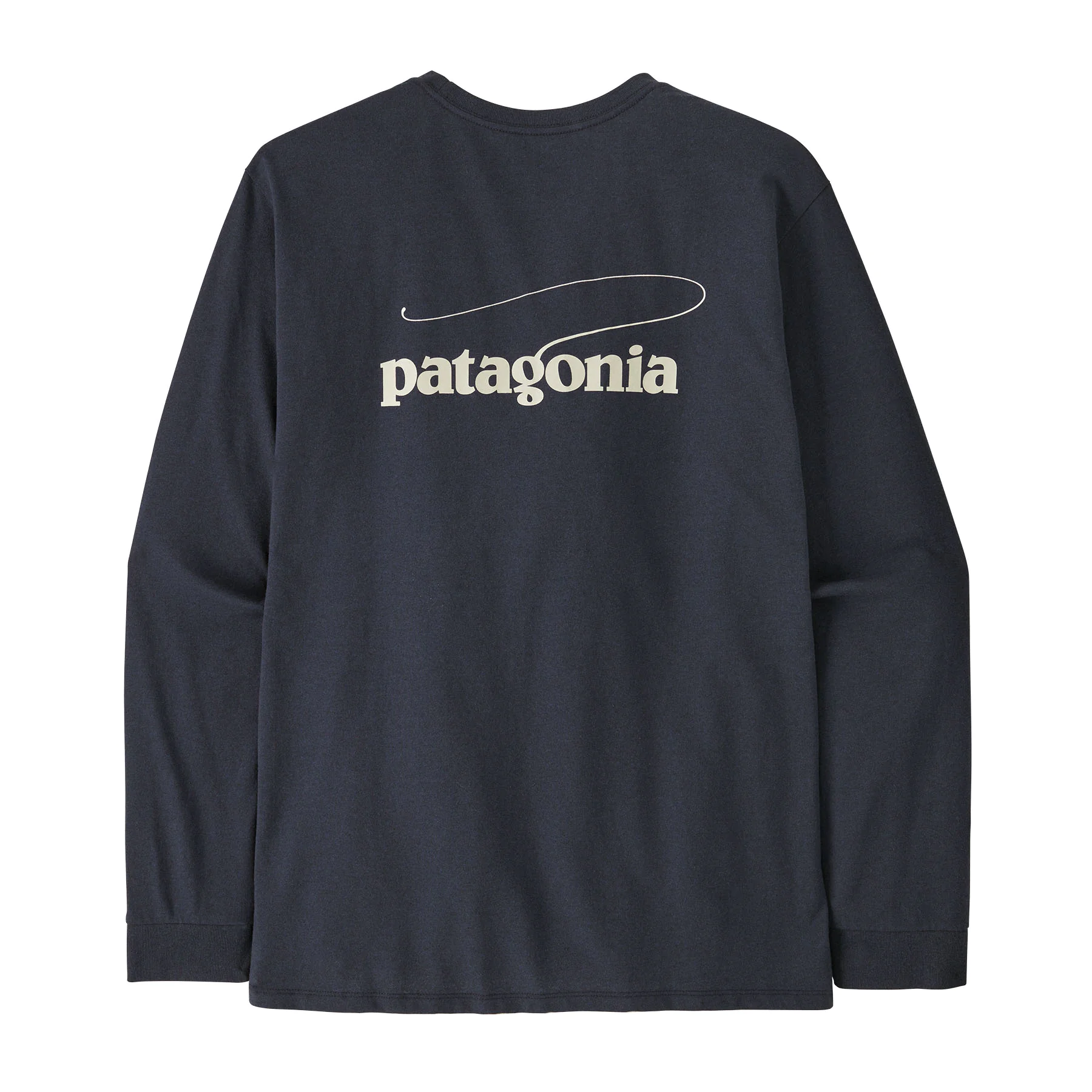 Langarmshirt, Dunkelblau, Rundhalsausschnitt, Baumwolle, Logo-Aufdruck