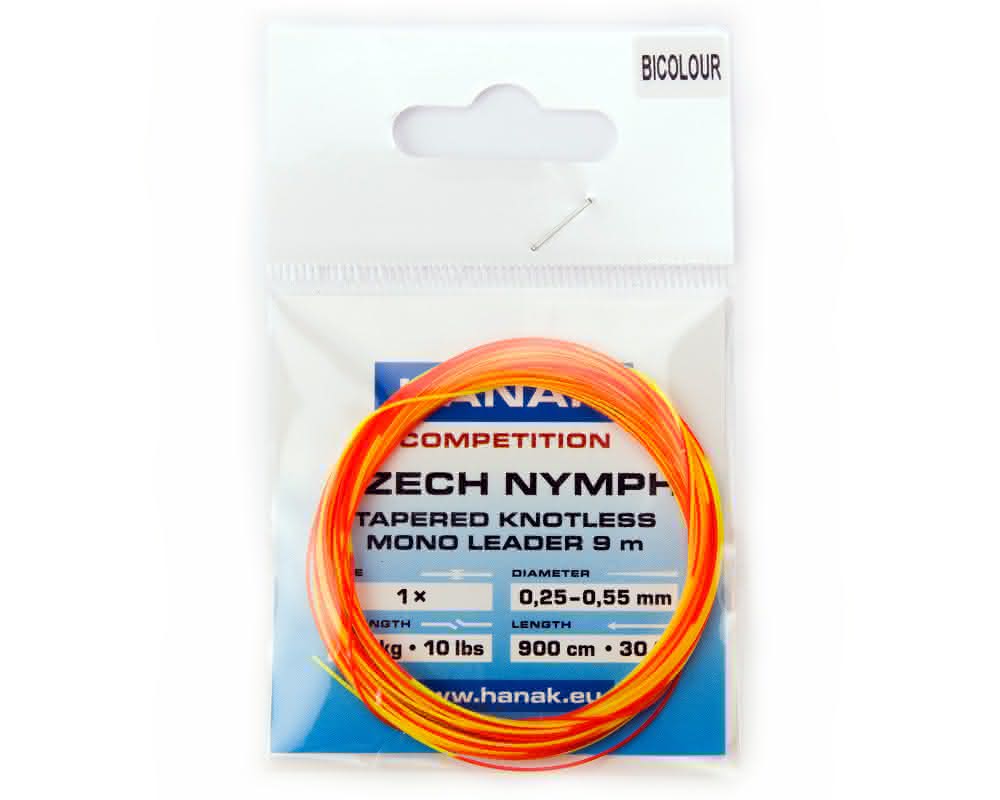 Czech Nymph Tapered Knotless Mono Leader (yellow-orange)