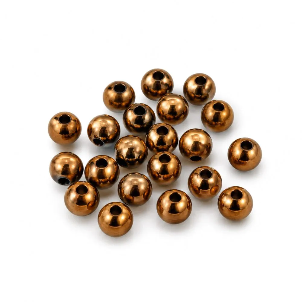 Perlen, Bronze, Rund, Glänzend, Löcher