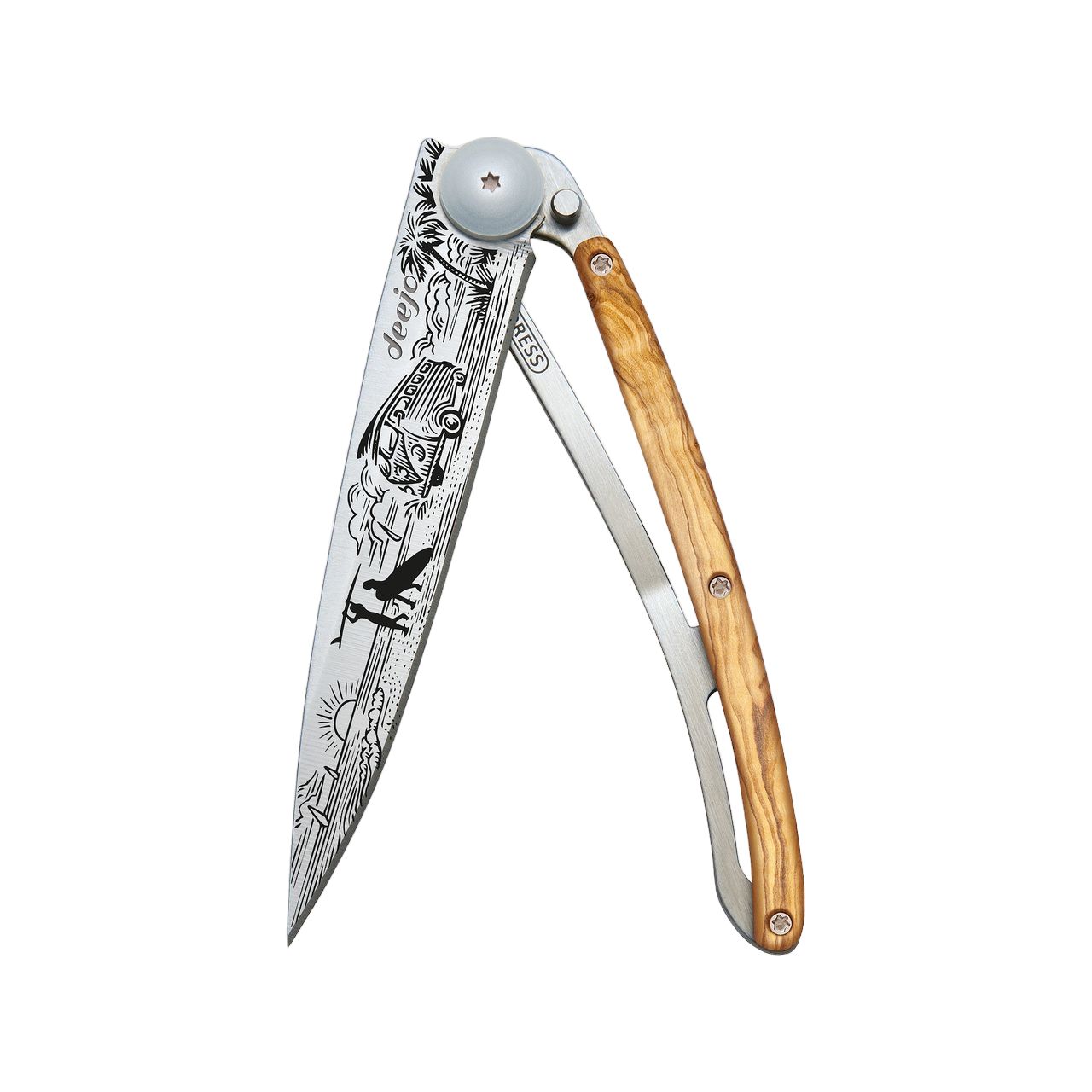 37g Olivenholz, Tattoo "Van Life", Taschenmesser 37g Olivenholz, Tattoo "Van Life", Taschenmesser