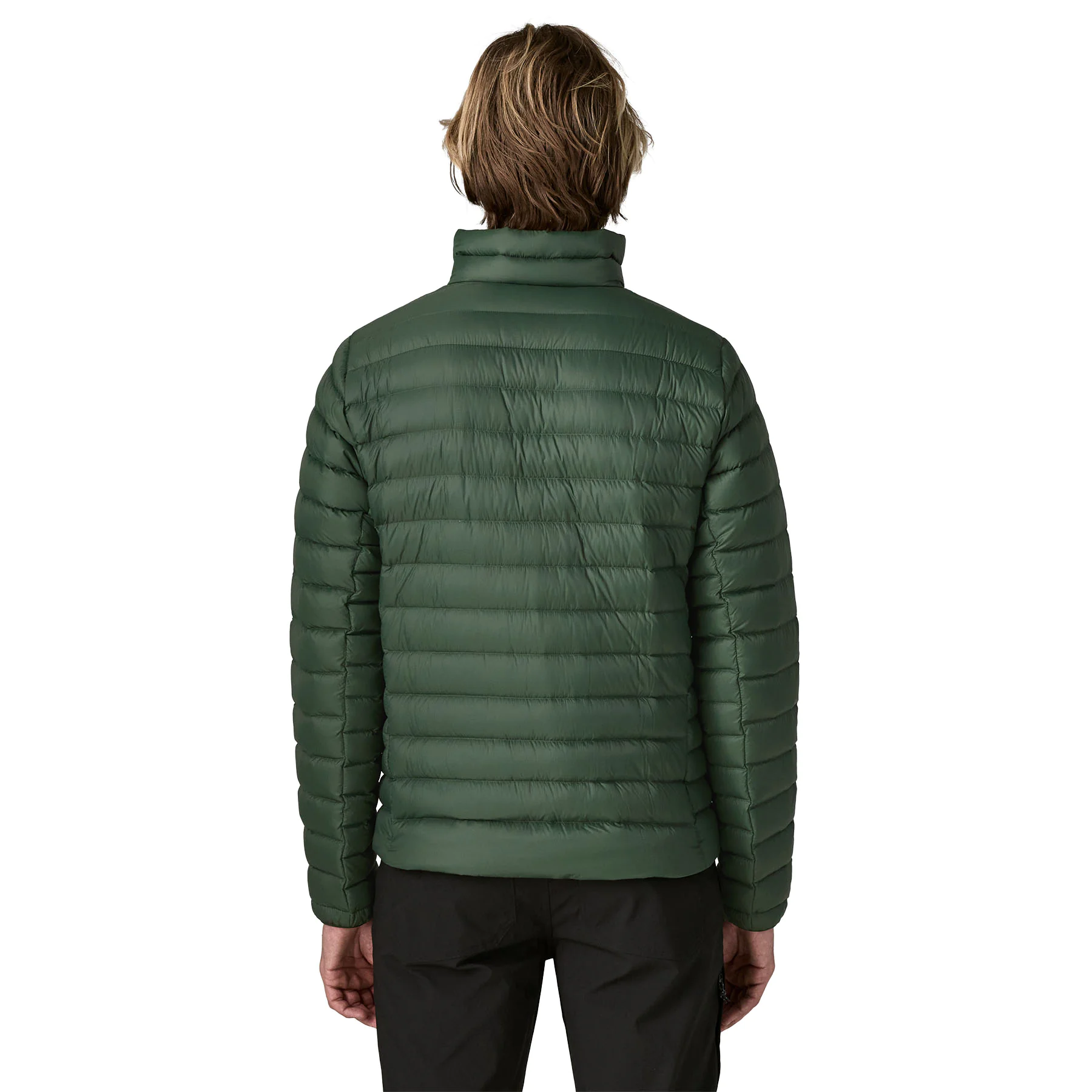 Daunenjacke, Pufferjacke, grün, Stehkragen, langsam gefüttert