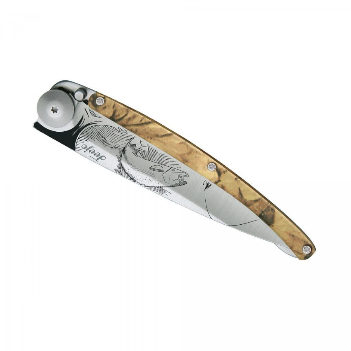 37g Brown Camo, Tattoo "Trout", Pocket Knife