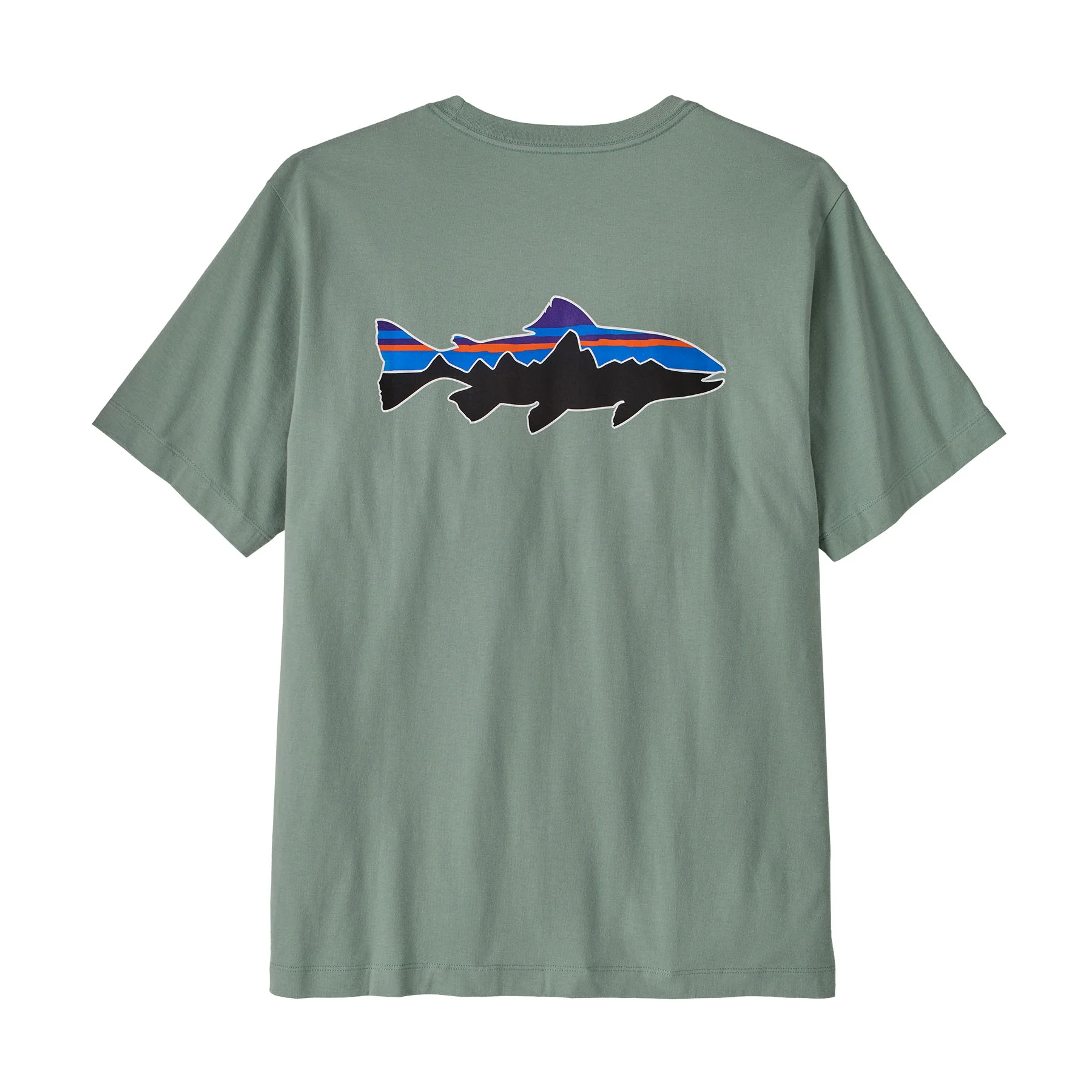 T-Shirt, Short sleeves, Graphic, Fisch-Silhouette, Olivgrün